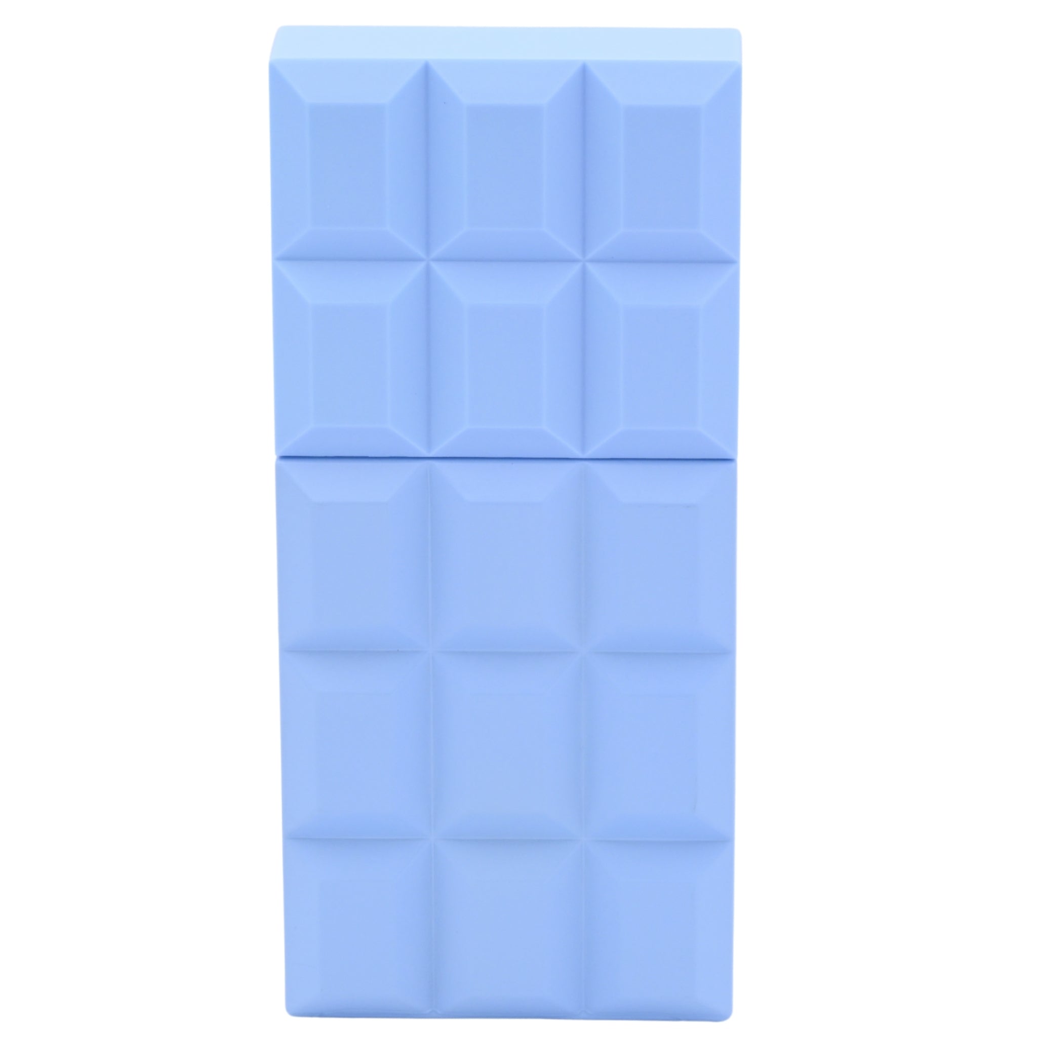 Blue quilted square block on a white background