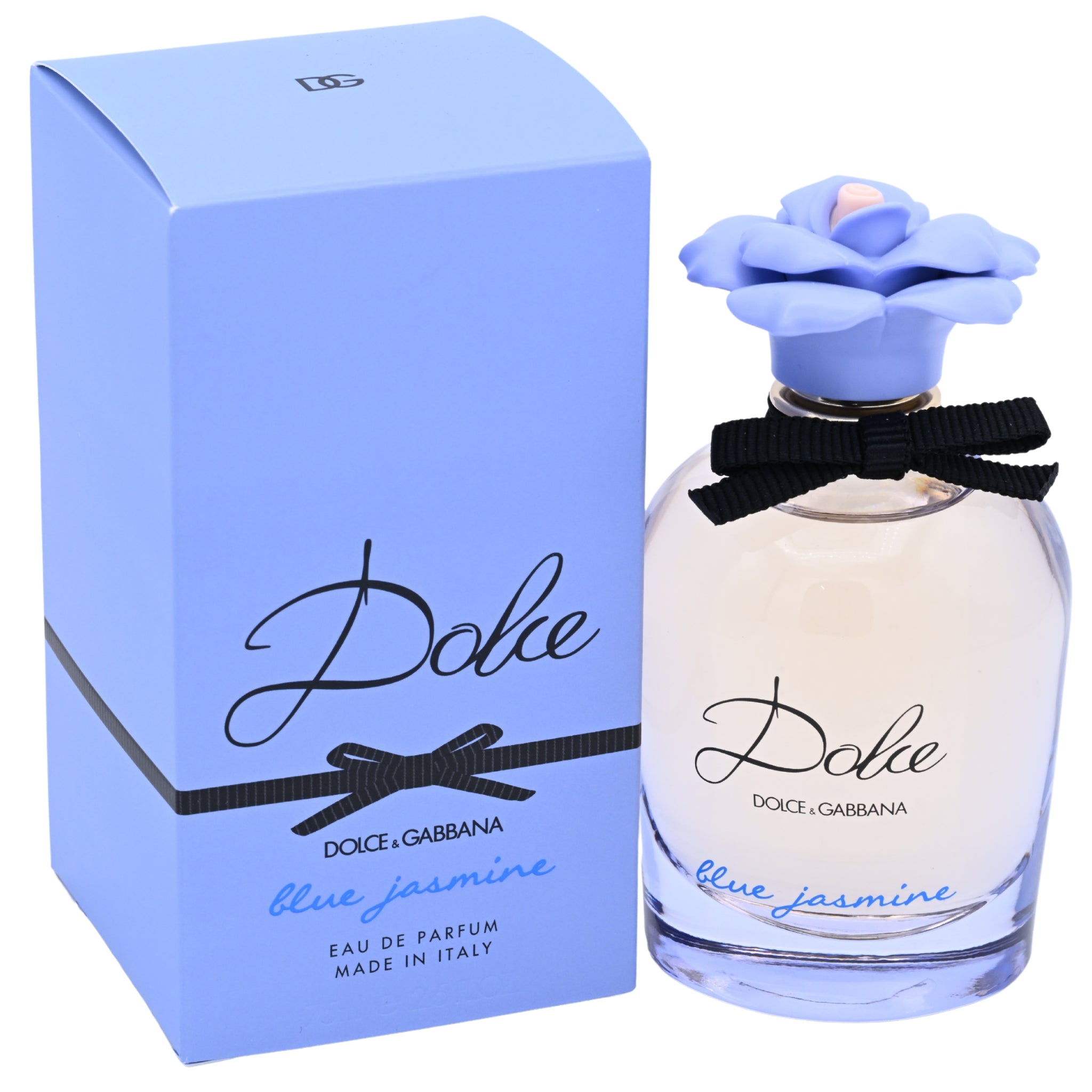 Dolce & Gabbana Blue Jasmine perfume bottle and packaging on a white background