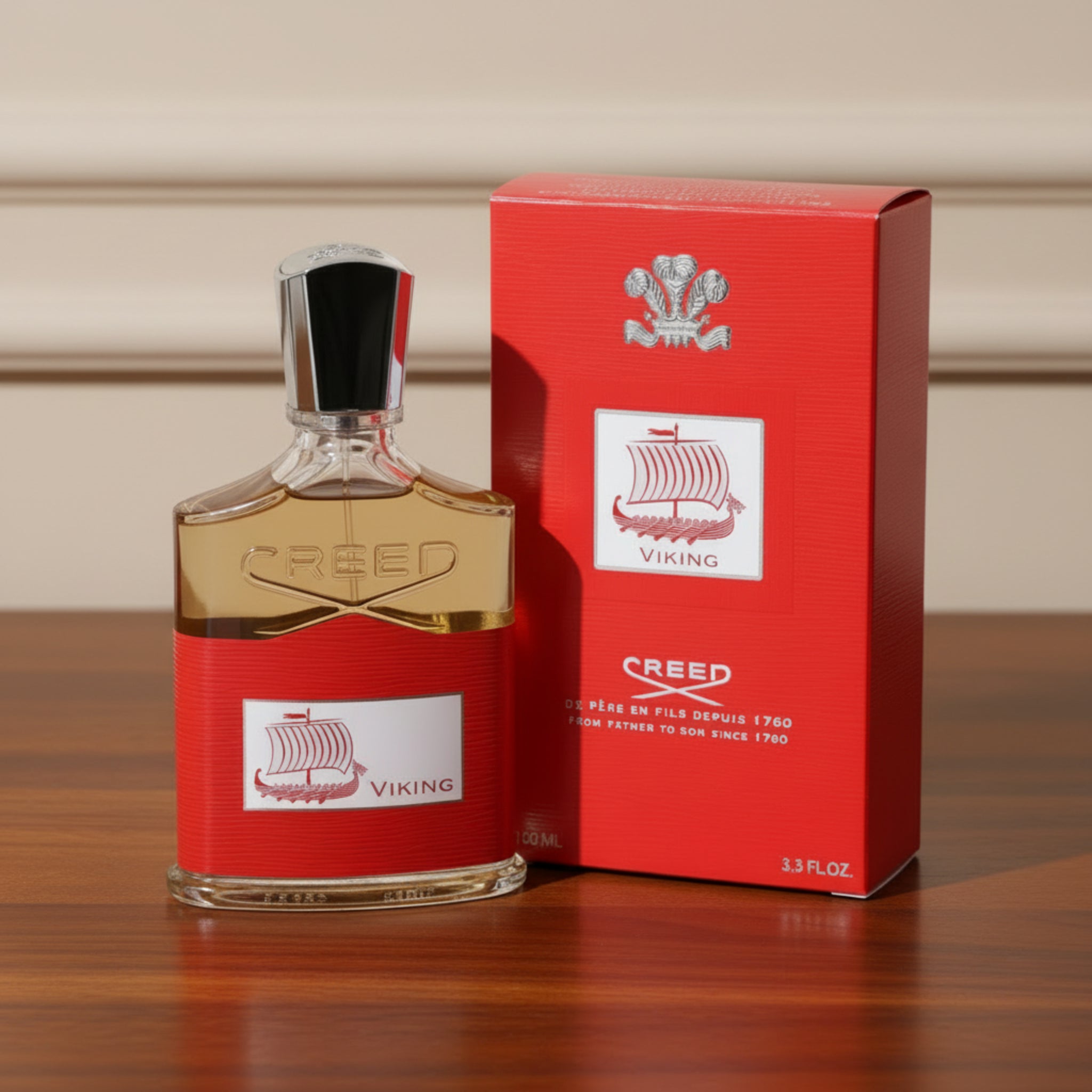 Creed Viking perfume bottle and packaging on a white background