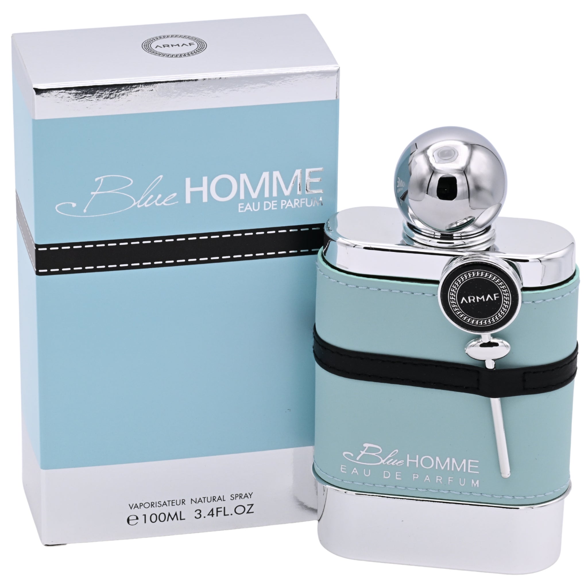 Azzaro Blue Homme Eau de Parfum bottle and packaging on a white background