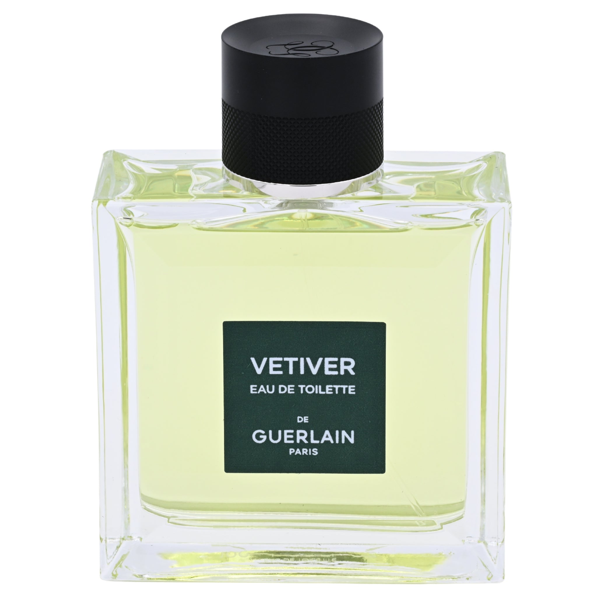 Guerlain Vetiver Eau de Toilette bottle on a white background