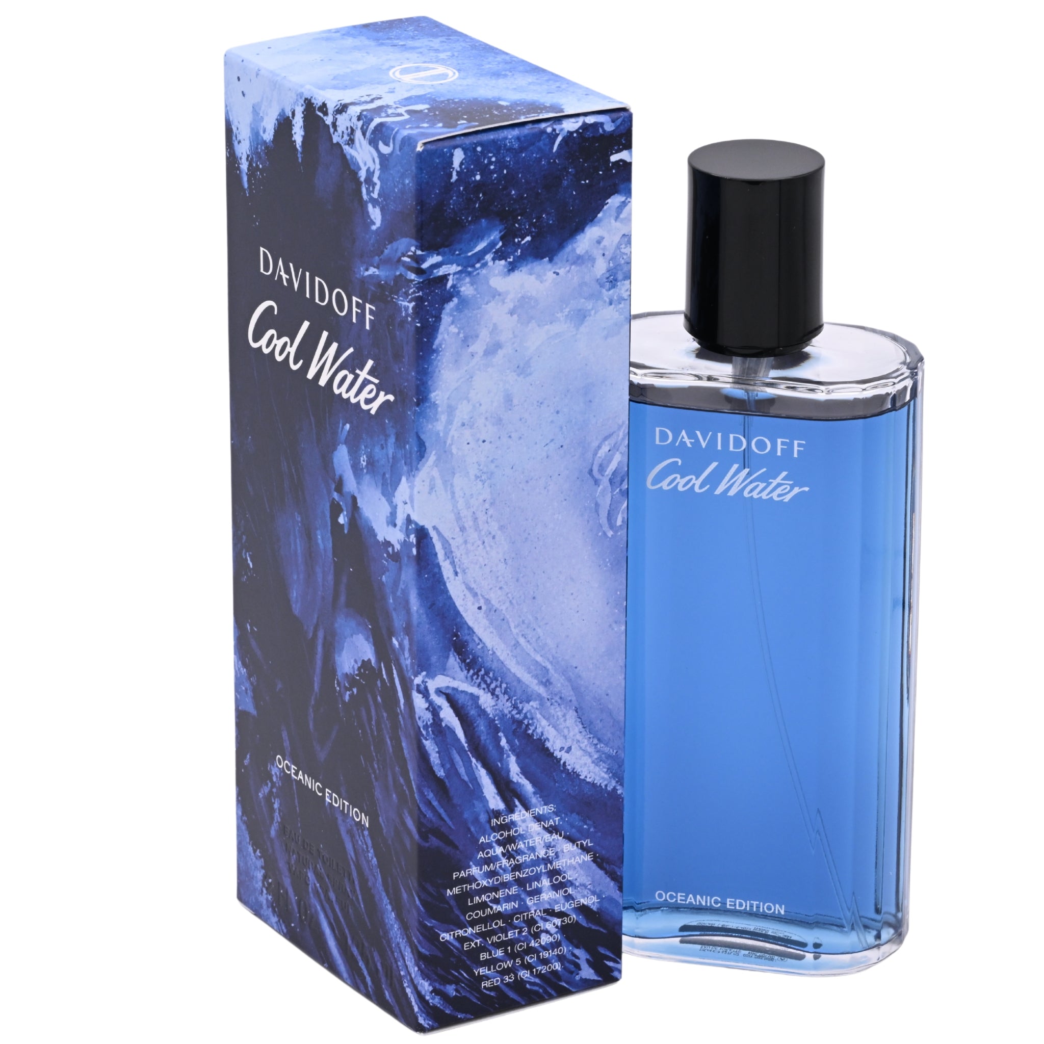 Davidoff Cool Water Oceanic Edition perfume bottle and packaging on a white background