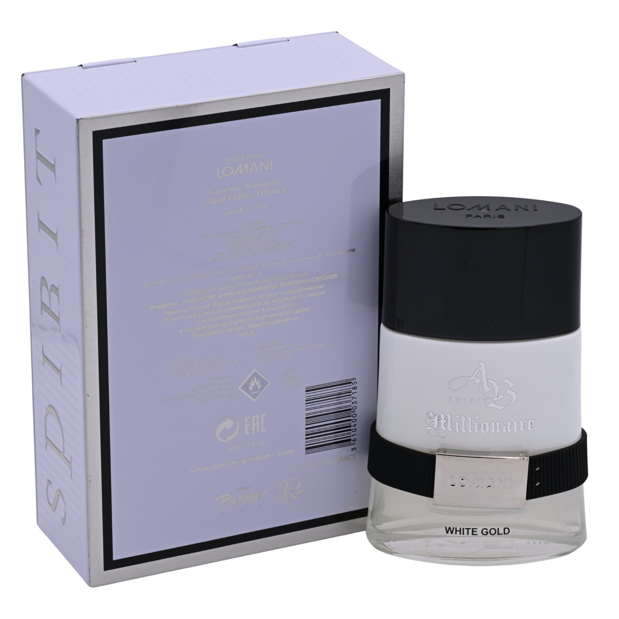 AB Spirit Millionaire White Gold by Lomani for men EDP 3.3 / 3.4 oz New in Box