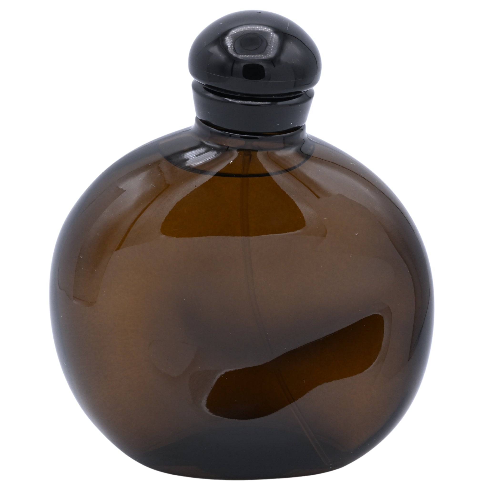 Brown glass bottle with black cap on a white background