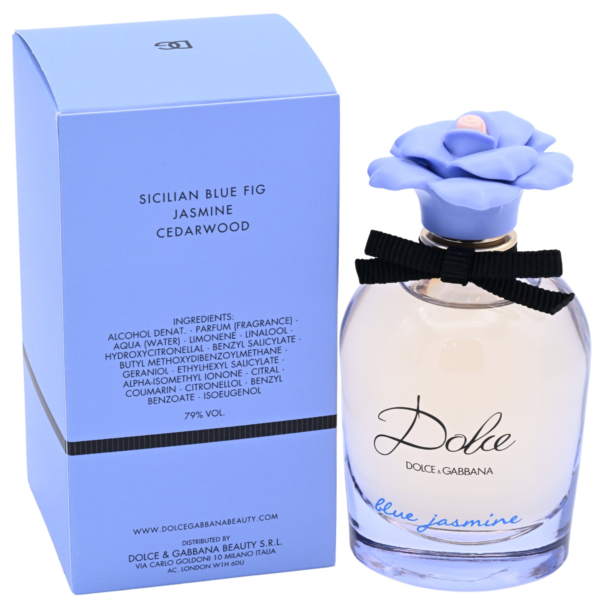Dolce & Gabbana Blue Jasmine perfume bottle with packaging on a white background