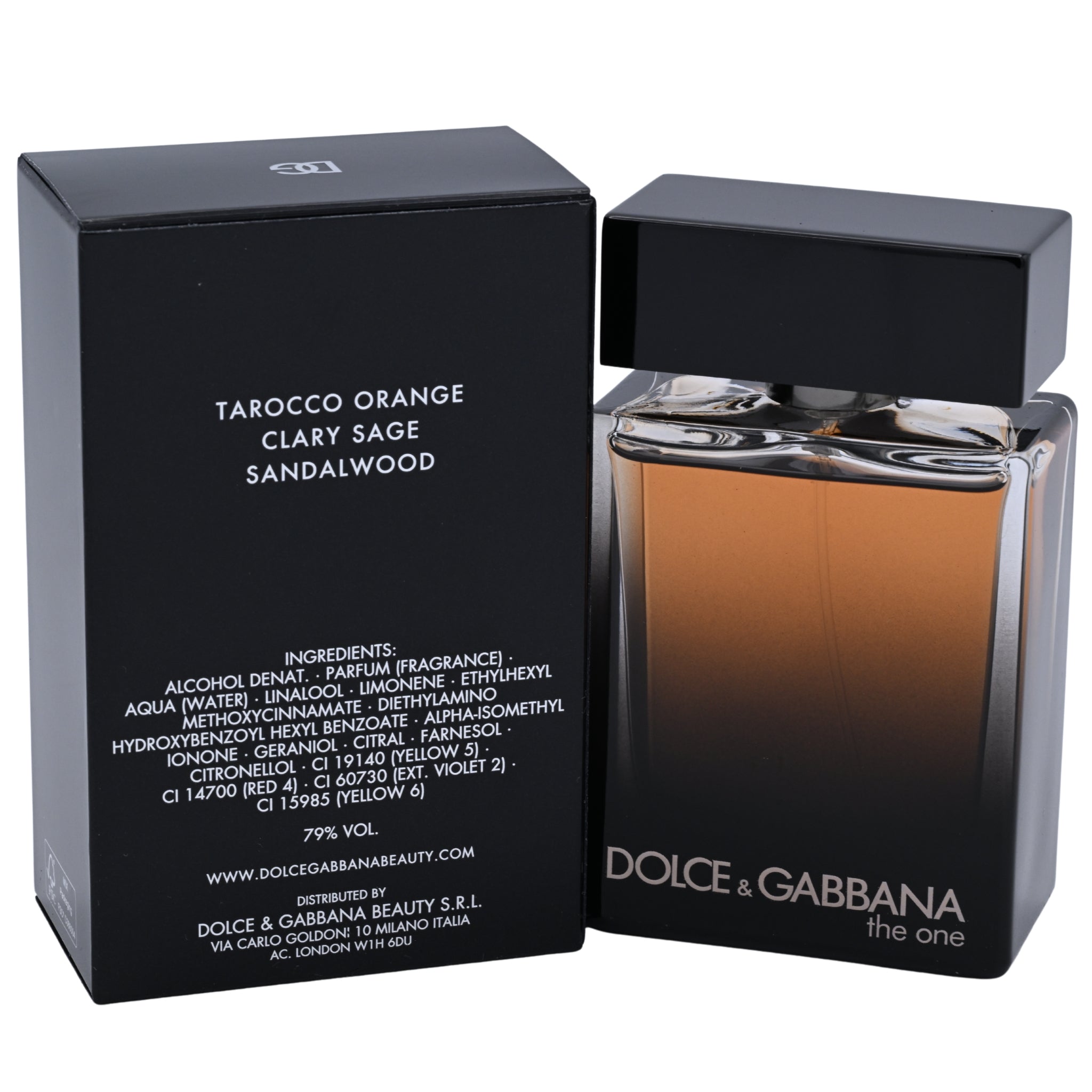 Dolce & Gabbana perfume bottle and packaging on a white background