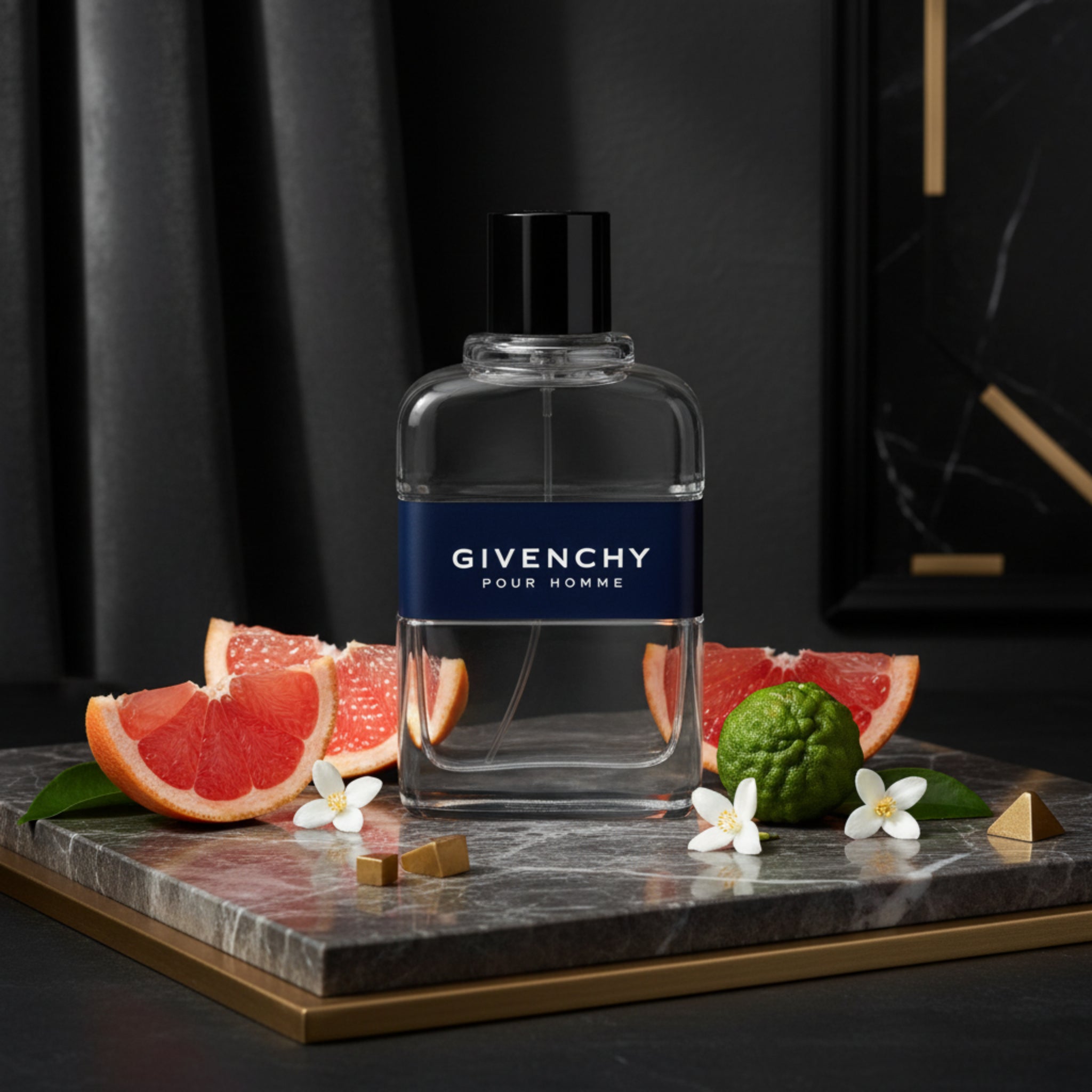 Givenchy Pour Homme perfume bottle on a white background