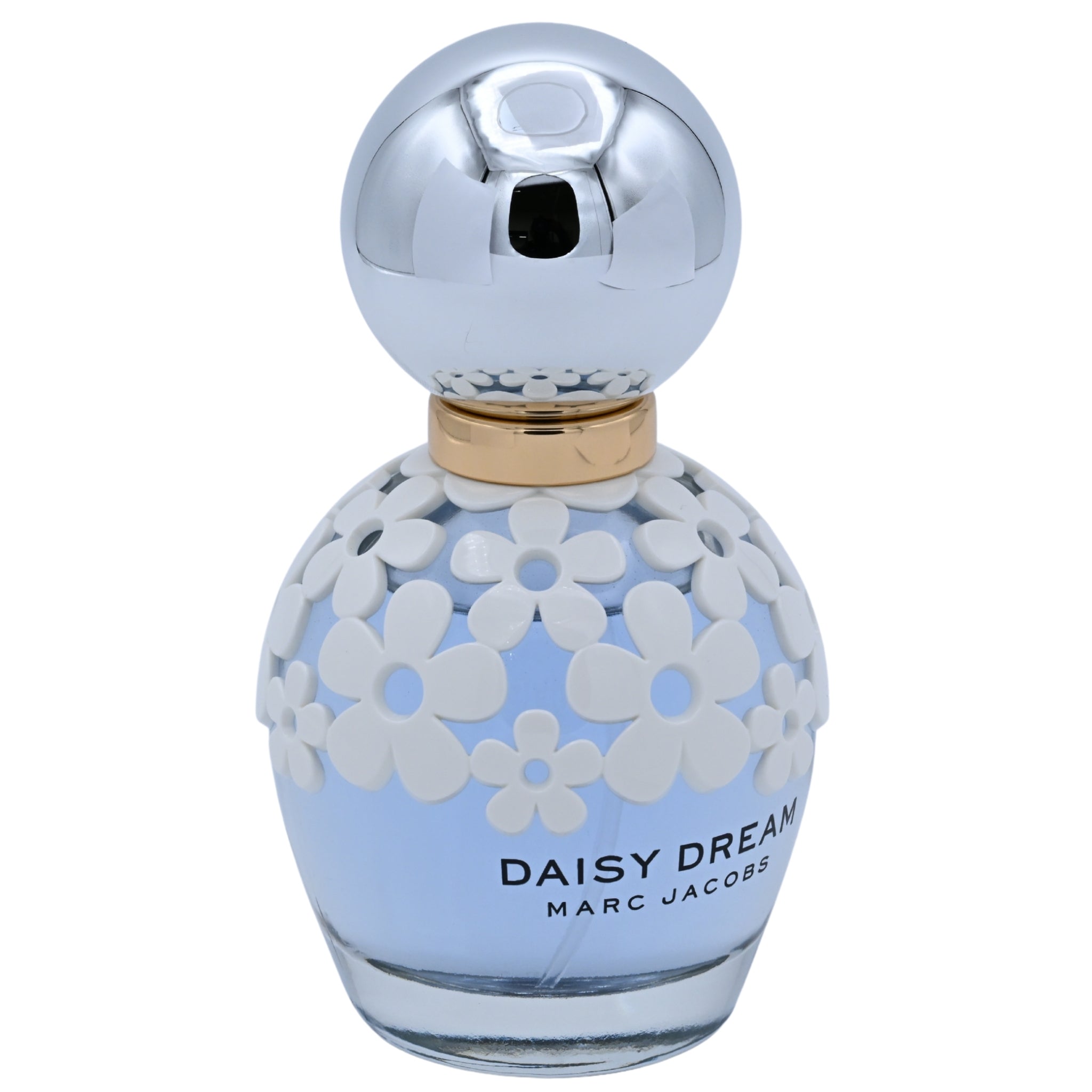 Perfume bottle with floral design on a white background