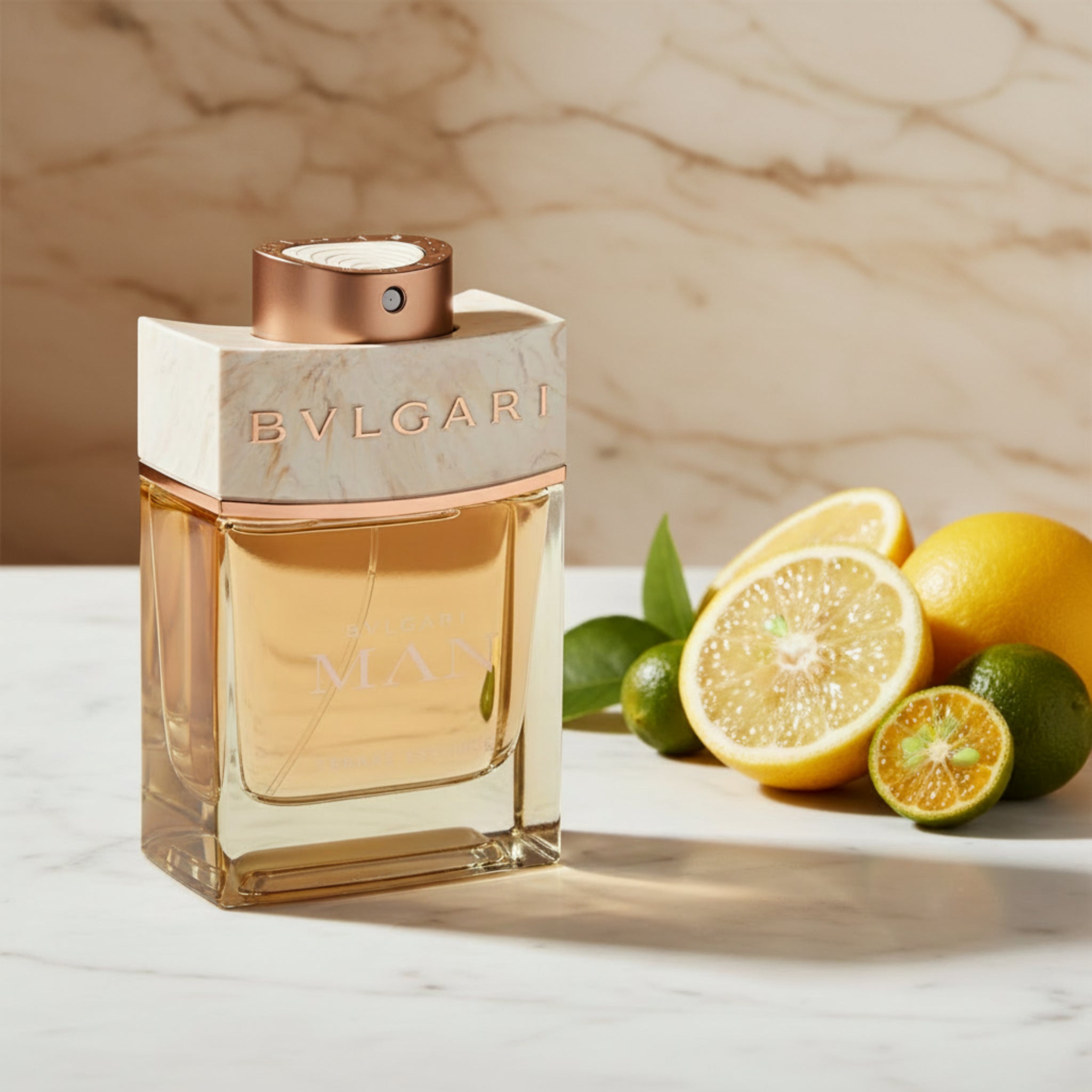Bvlgari Man Terrae Essence perfume bottle on a white background