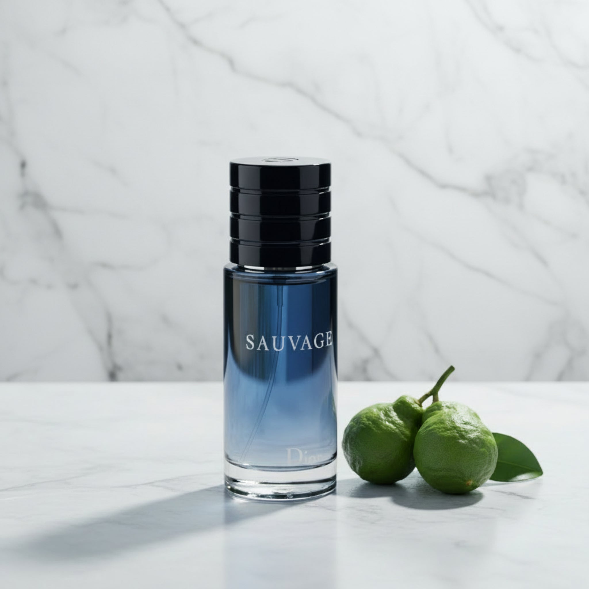 Dior Sauvage perfume bottle on a white background