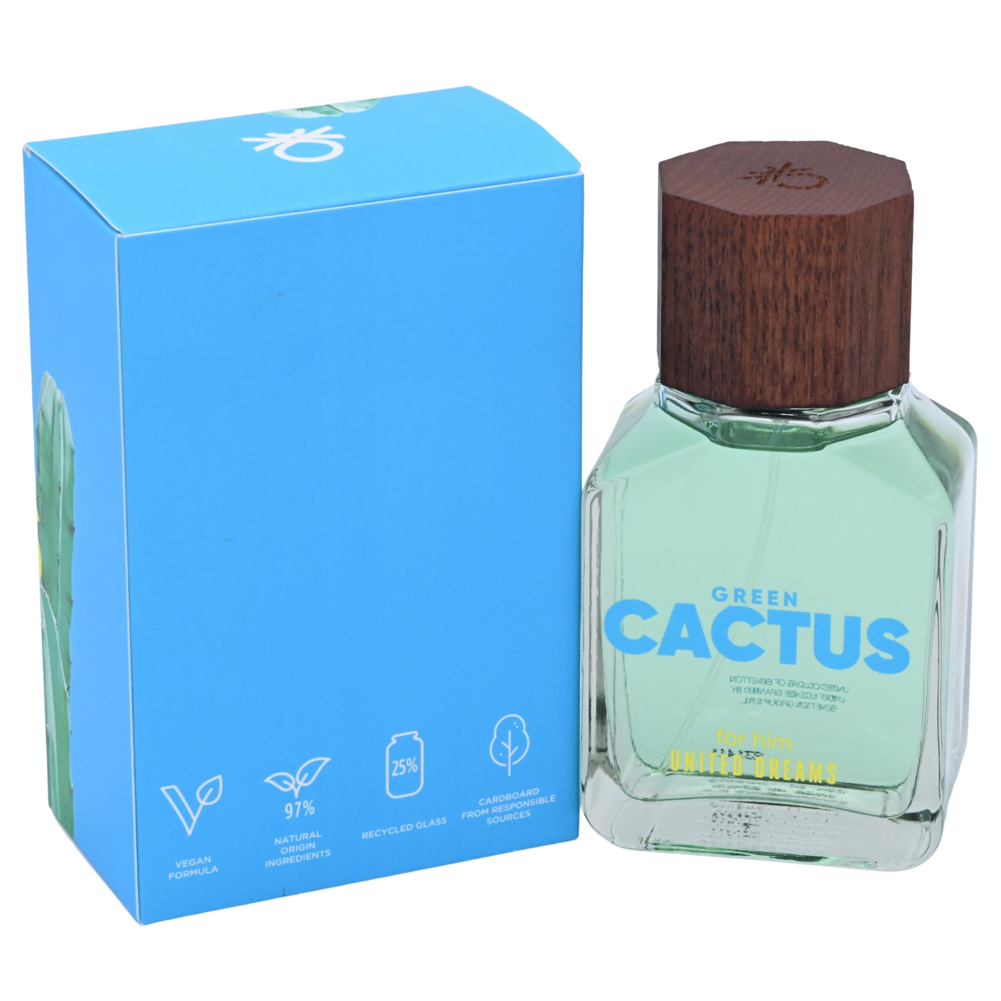 Benetton United Dreams Green Cactus EDT Spray Men 3.4 oz 100ml NIB