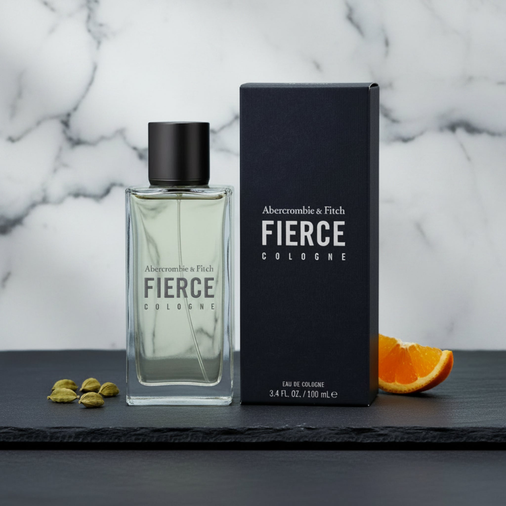 Abercrombie & Fitch Fierce cologne bottle and packaging on a white background