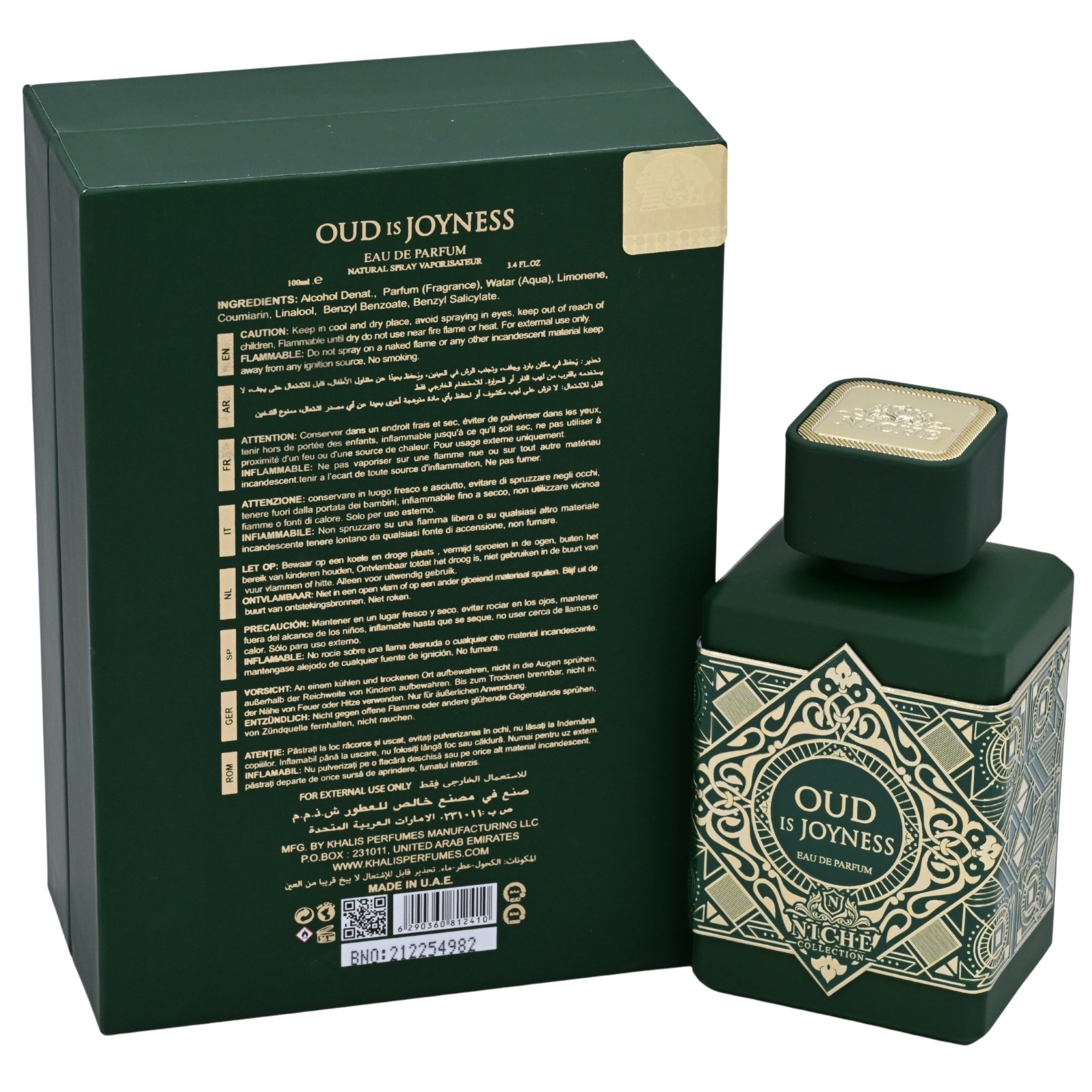 Khalis Oud Is Joyness Niche Collection Eau de Parfum Spray for Men 3.4 fl oz