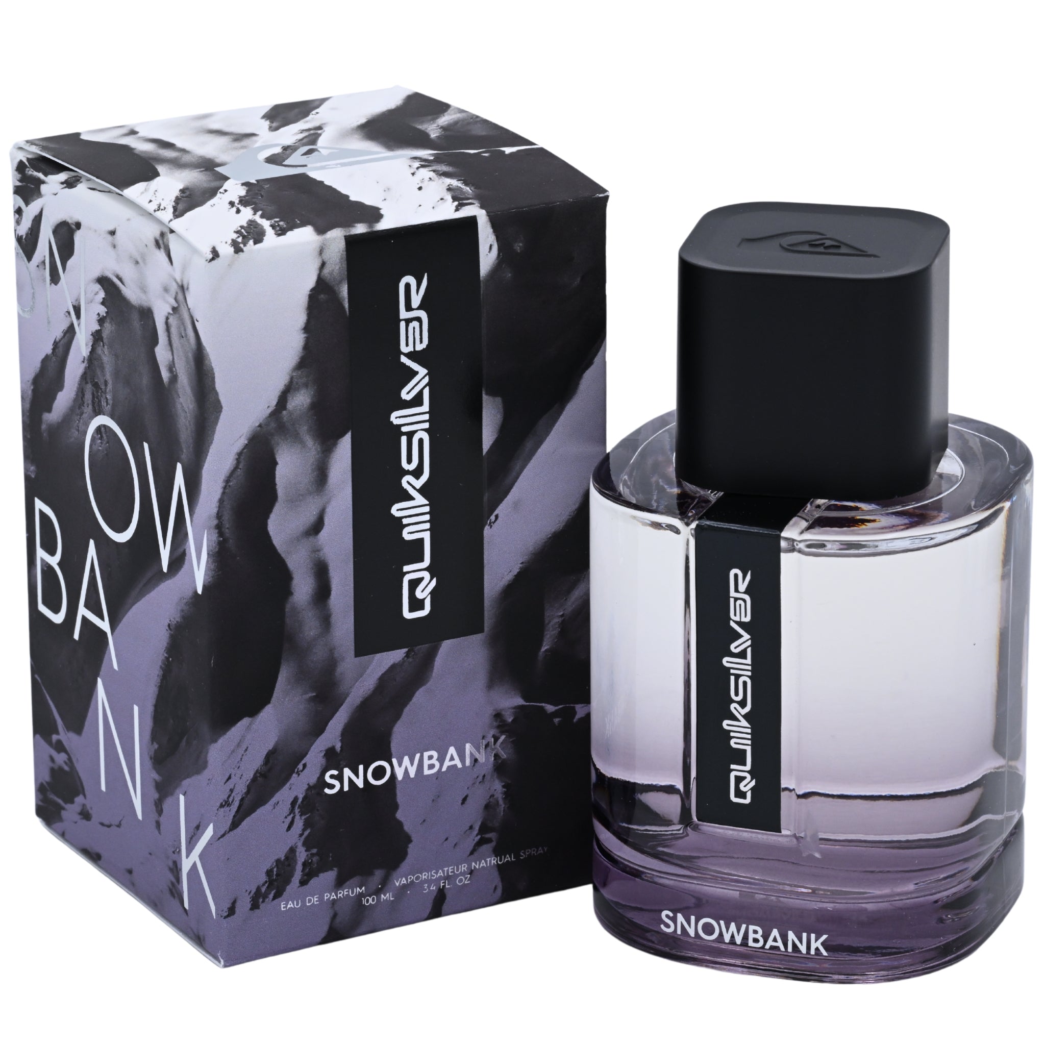 Quiksilver Snowbank perfume bottle and packaging on a white background