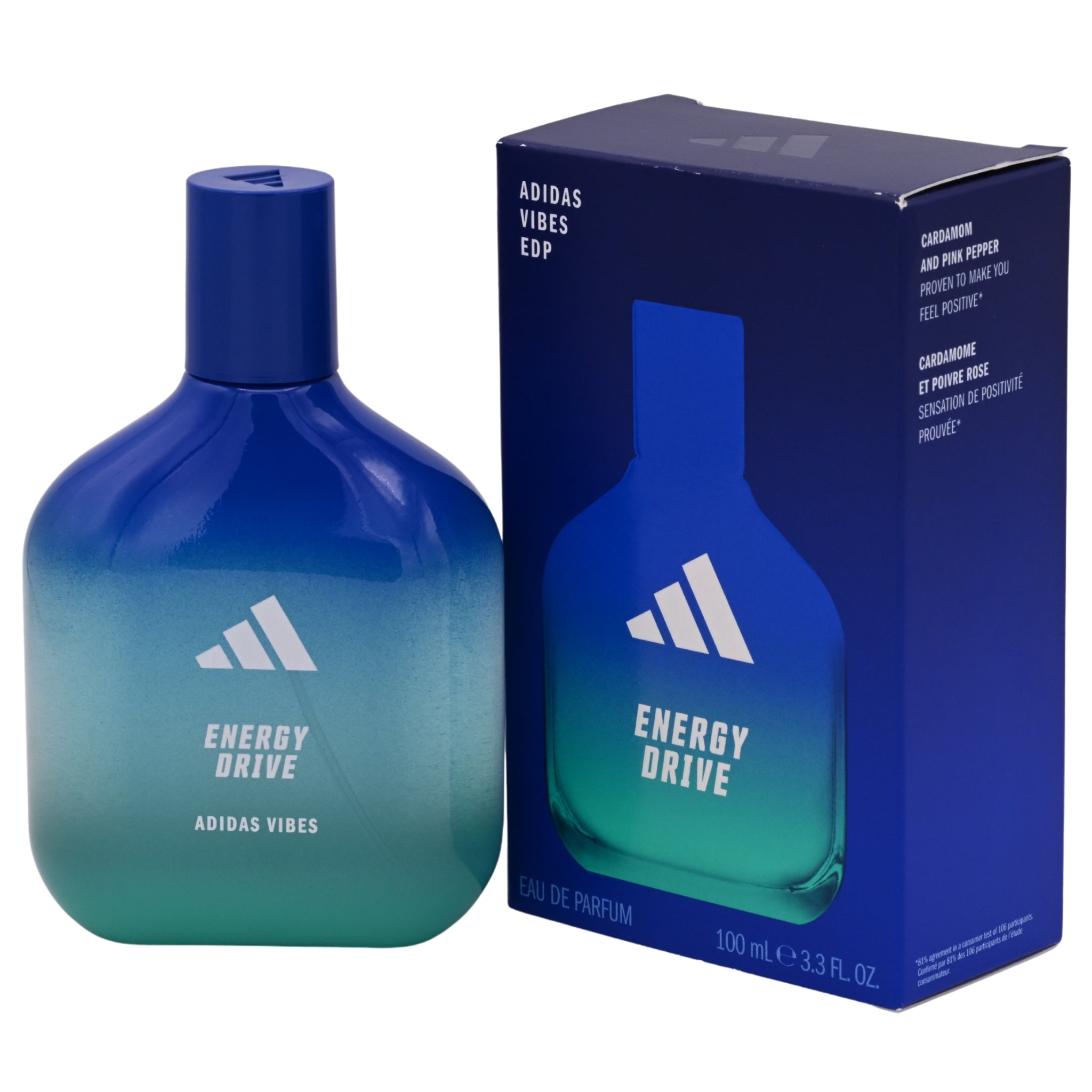 Adidas Vibes Energy Drive Eau de Parfum Spray for Men 3.3 oz (100 ml) New Retail Box