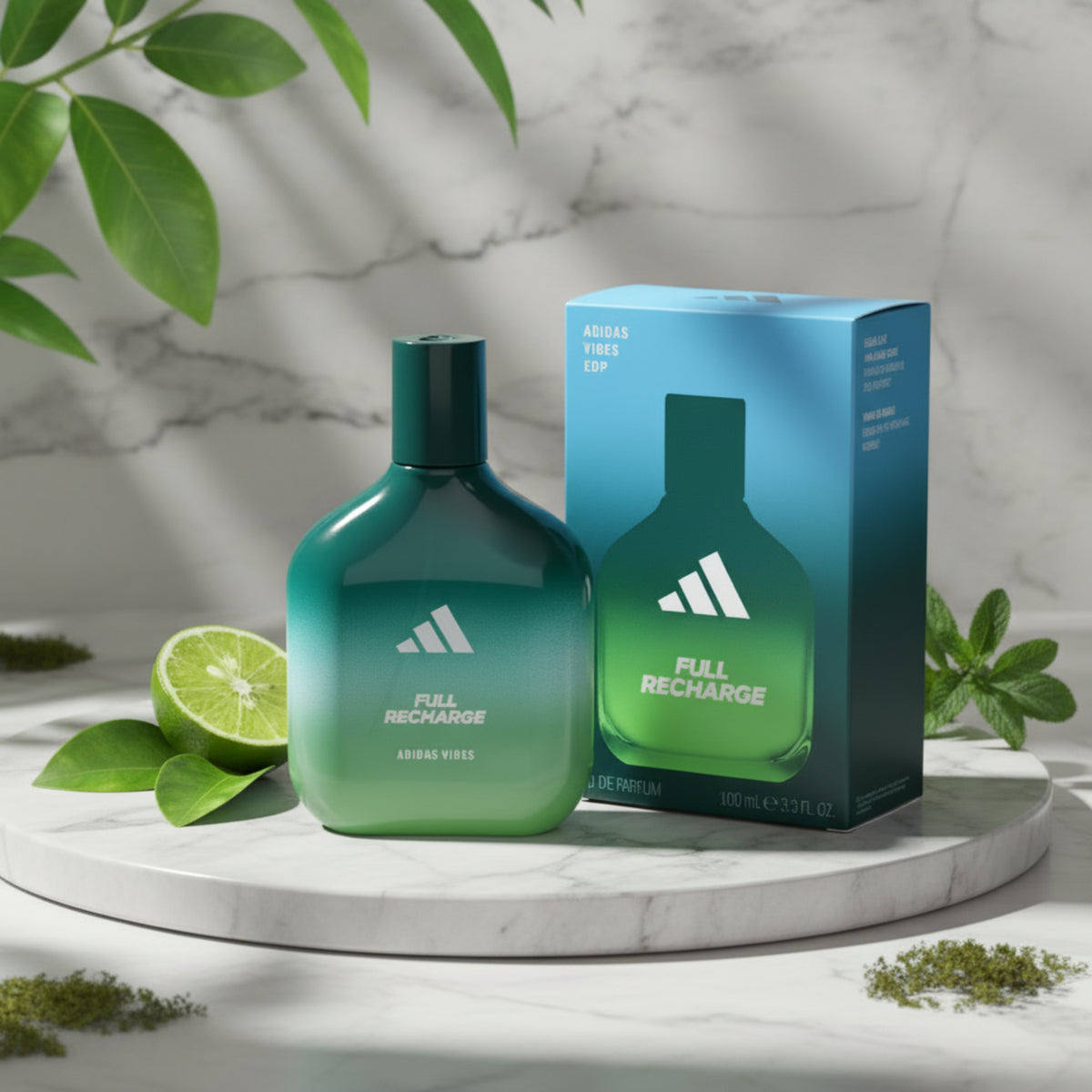 Adidas Vibes Full Recharge Eau de Parfum Spray for Men 3.3 fl oz (100 ml) by Coty