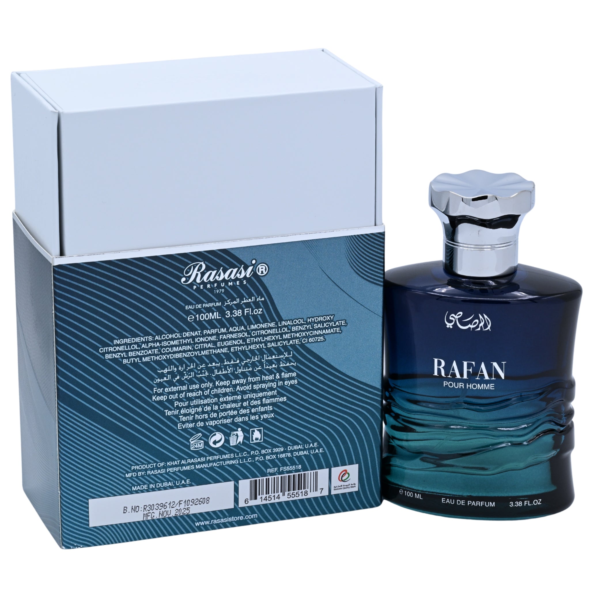 Rasasi Rafan EDP Spray Men 3.38 oz 100ml New Box