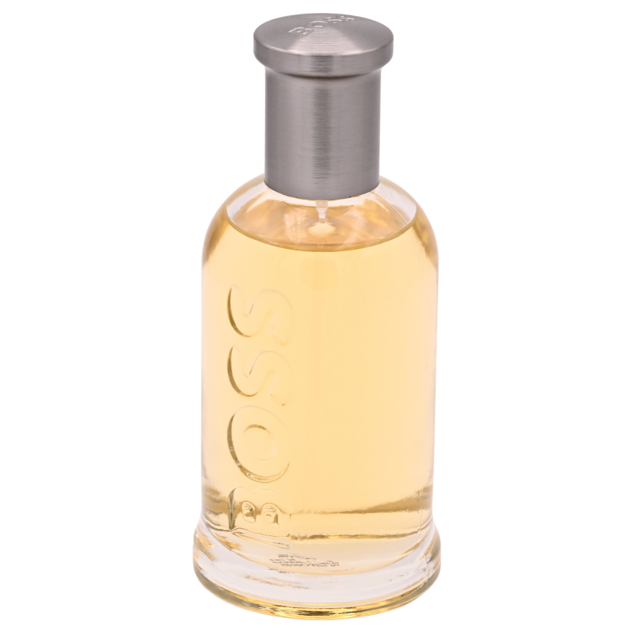 BOSS bottled eau de toilette with packaging on a white background