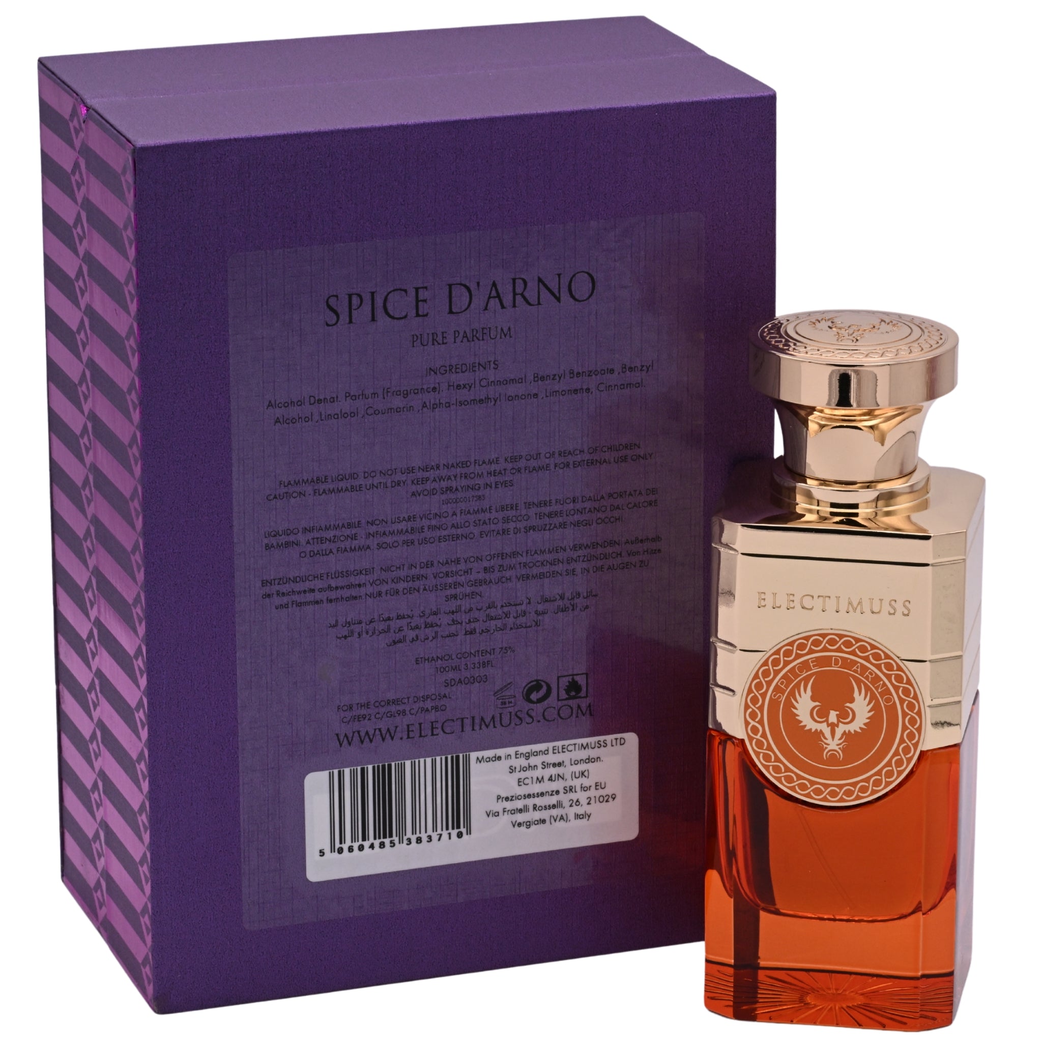 Electimuss London Spice d'Arno Parfum Spray Unisex 3.4 oz (New in Box)