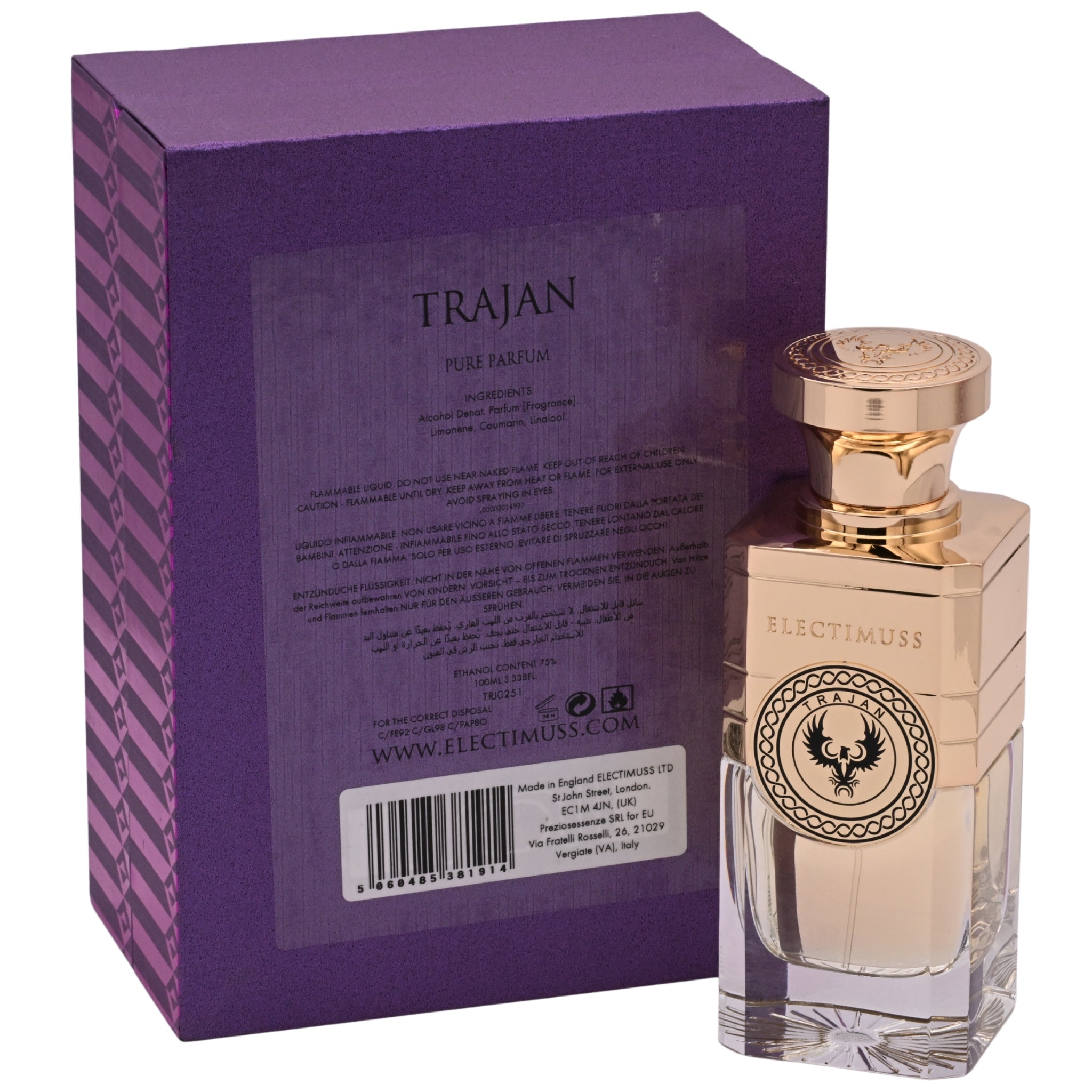 Electimuss London Trajan Pure Parfum (Extrait de Parfum) Unisex Spray 3.4 oz / 100 ml - New in Box