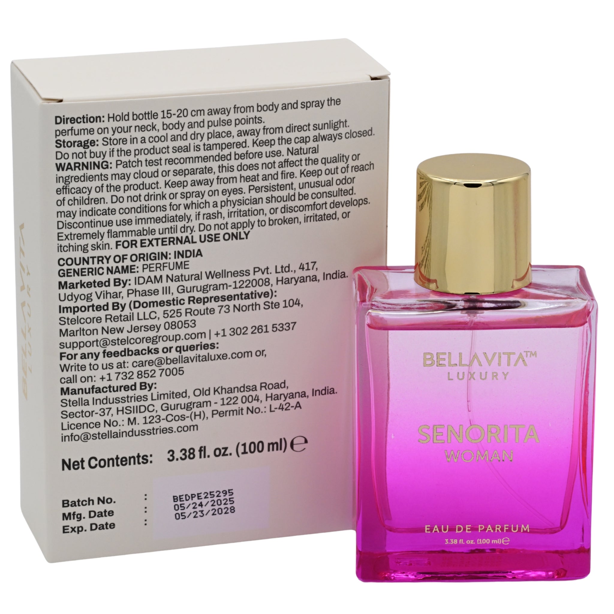 Bellavita Luxury Senorita Woman Eau de Parfum Spray for Women, 3.38 oz (100 ml)