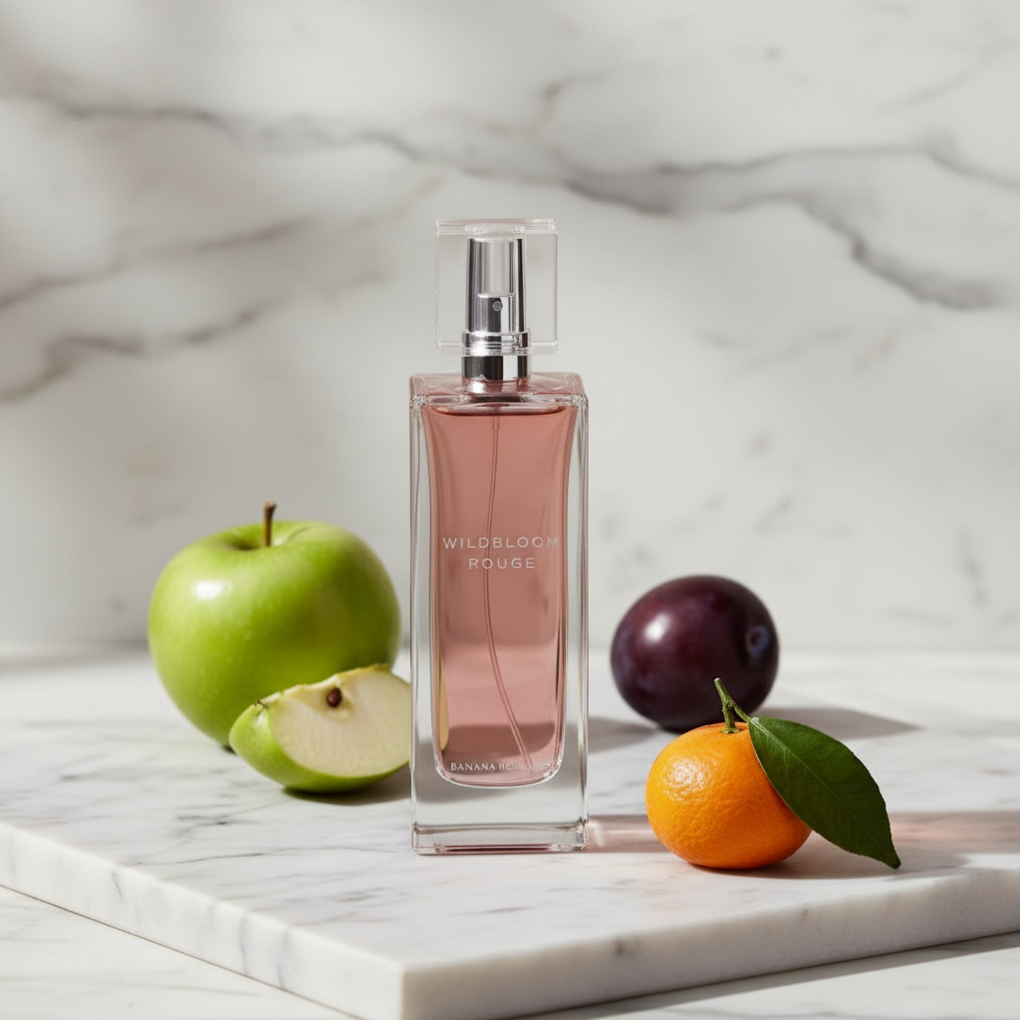 Perfume bottle labeled 'Wildblock Rouge' on a white background