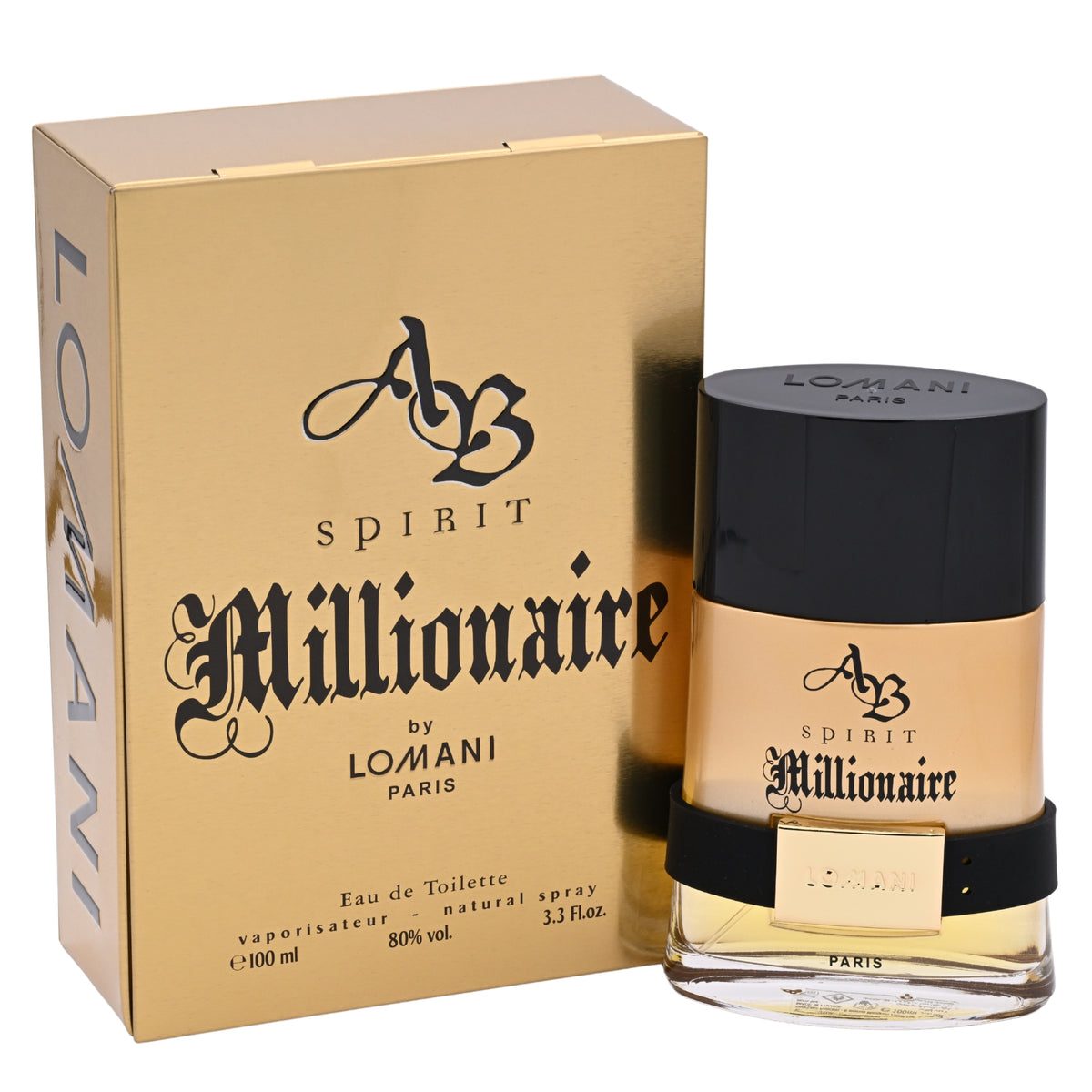 AB SPIRIT MILLIONAIRE by Lomani men 3.3 oz 3.4 edt cologne NEW IN BOX 3610400000677