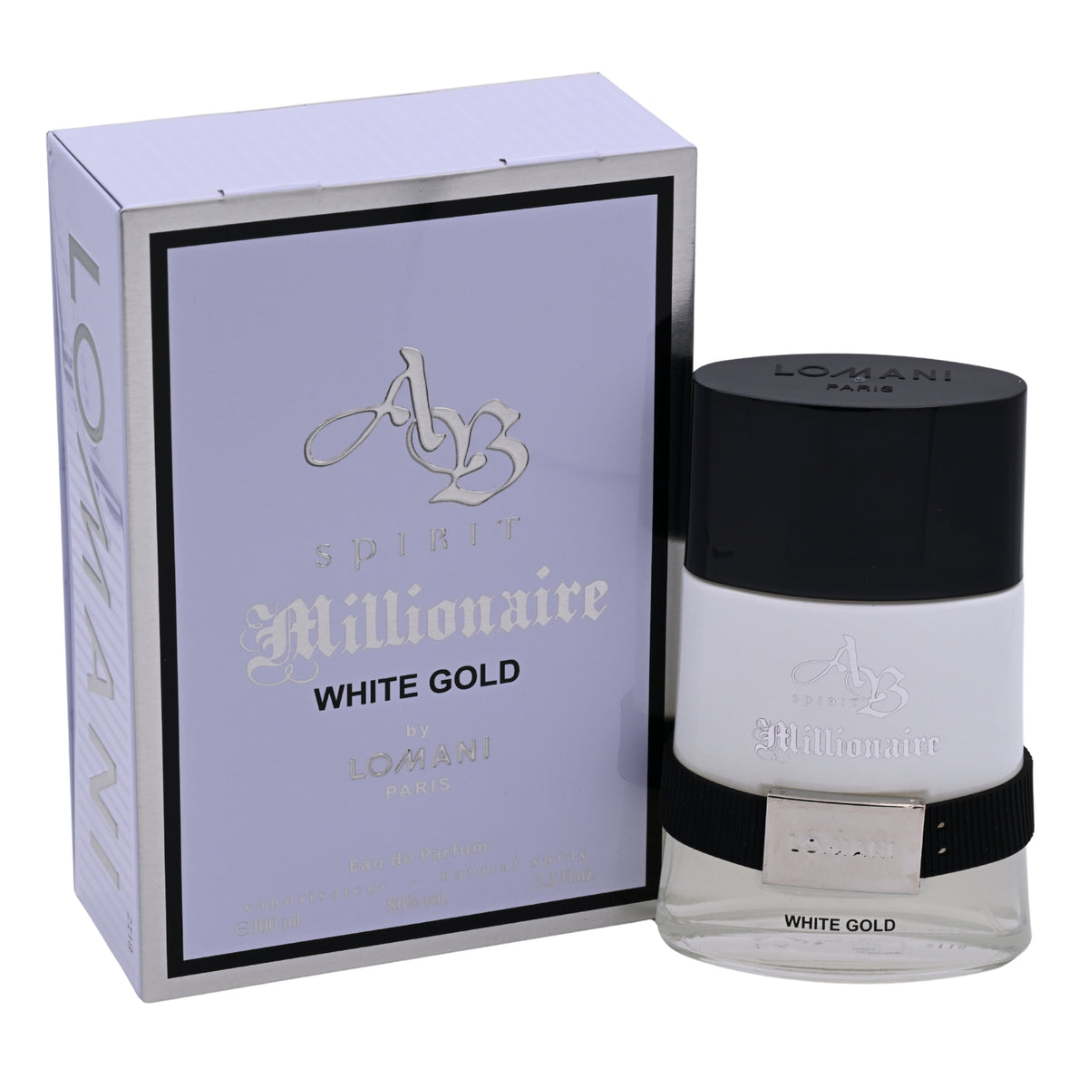 AB Spirit Millionaire White Gold by Lomani for men EDP 3.3 / 3.4 oz New in Box 3610400037185
