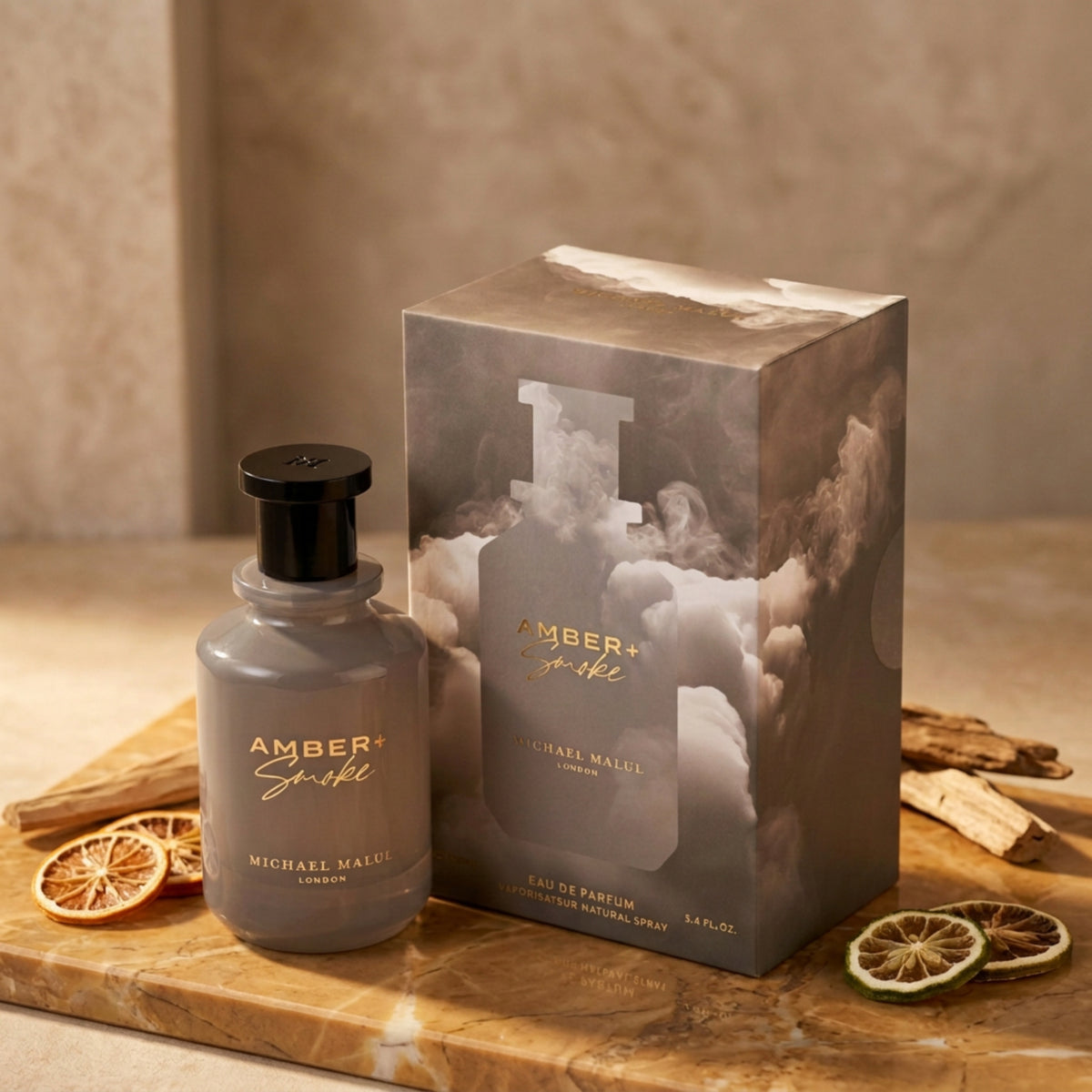 Amber + Smoke by Michael Malul for men EDP 3.3 / 3.4 oz New in Box 725765657022
