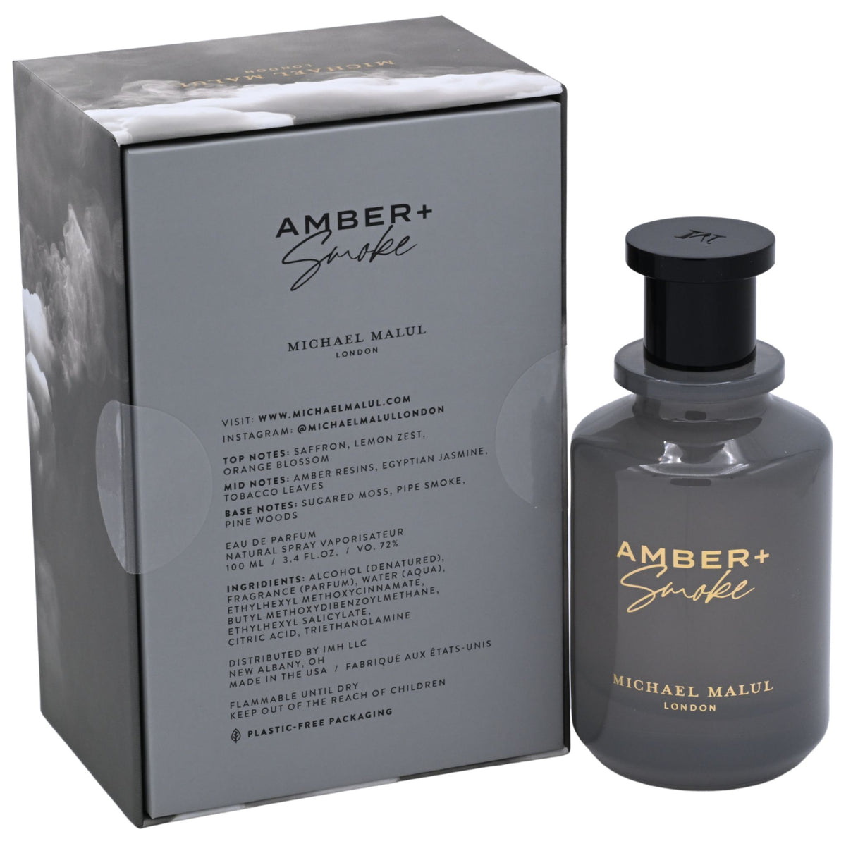 Amber + Smoke by Michael Malul for men EDP 3.3 / 3.4 oz New in Box 725765657022