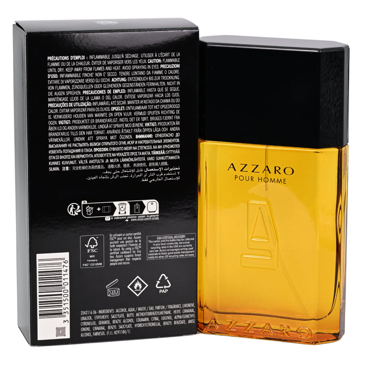 Azzaro Pour Homme cologne EDT 3.3 / 3.4 oz New in Box 3351500011476