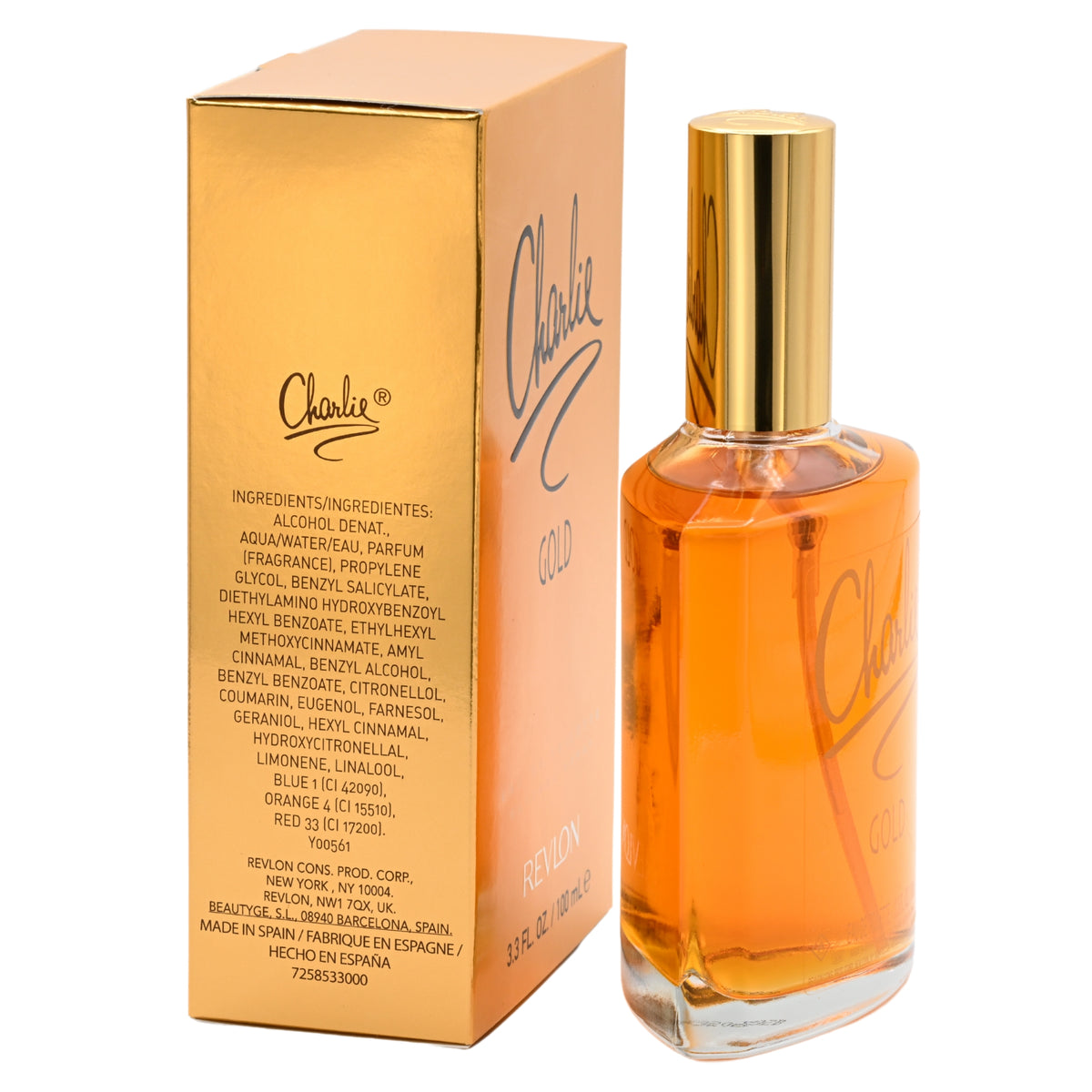 CHARLIE GOLD by REVLON Perfume 3.4 / 3.3 oz EDT For Women New in Box 5000386111838