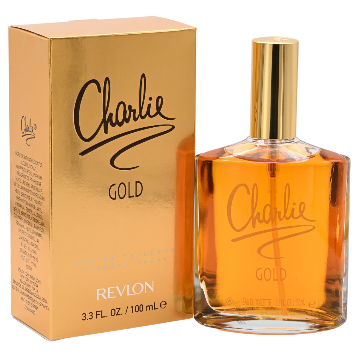CHARLIE GOLD by REVLON Perfume 3.4 / 3.3 oz EDT For Women New in Box 5000386111838
