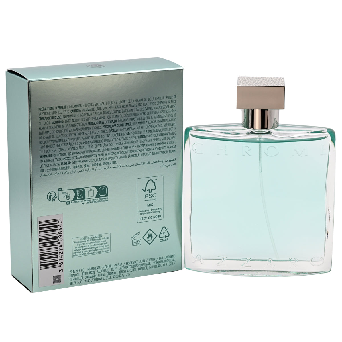 Chrome Azure by Loris Azzaro cologne for men EDT 3.38 oz New in Box 3614274098440