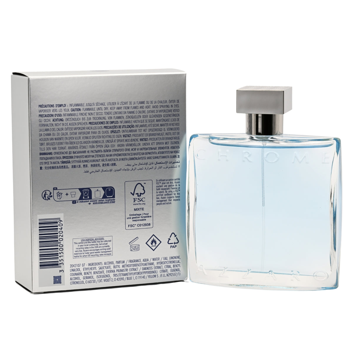 CHROME by Loris Azzaro Cologne for Men EDT 3.3 / 3.4 oz New in Box 3351500920037