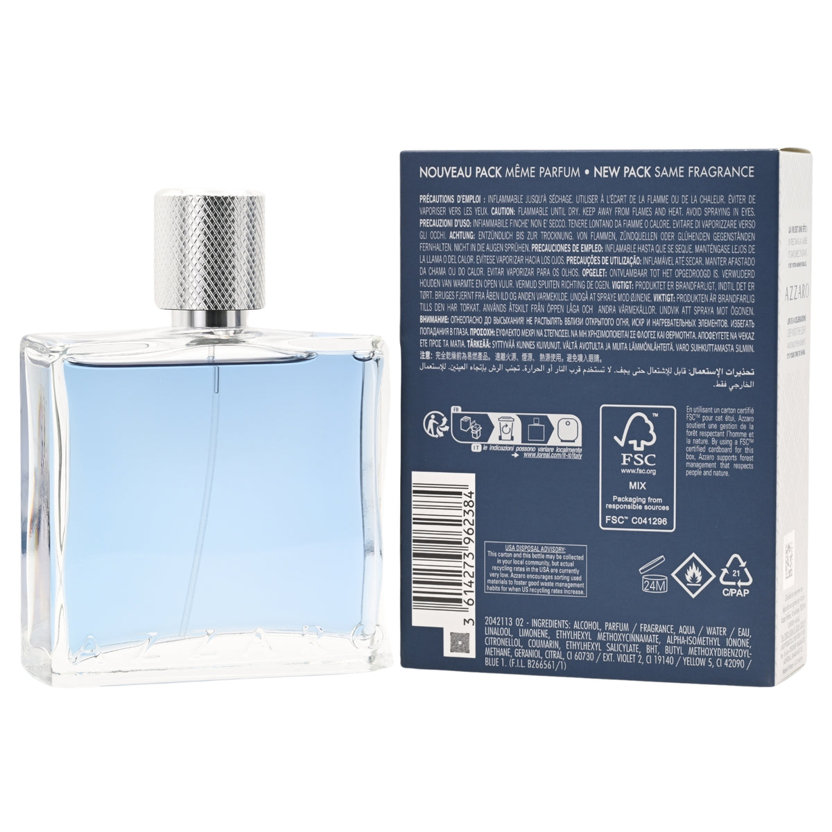 CHROME UNITED Azzaro Cologne for Men EDT 3.3 / 3.4 oz NEW IN BOX 3351500020317