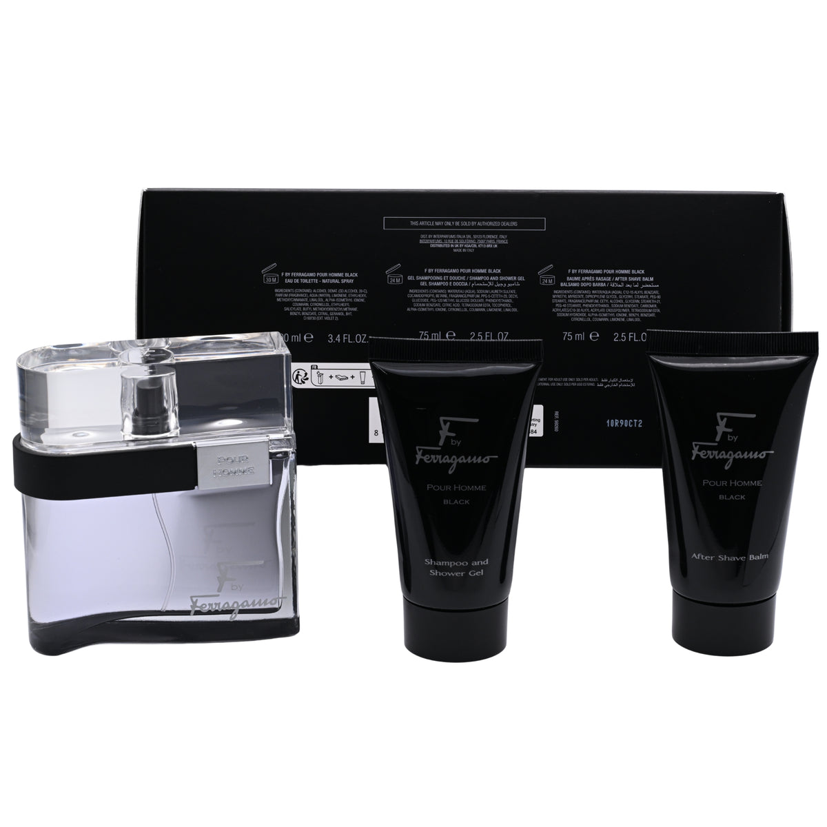 F Black by Salvatore Ferragamo for men 3 pcs gift set New in Box 8052464894680