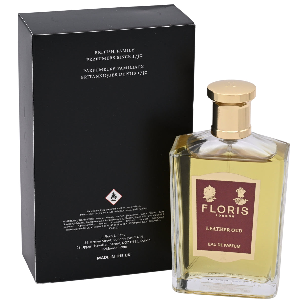 Floris Leather Oud Eau de Parfum Spray, Unisex, 3.4 oz (100 mL) - New Retail Box 886266461041