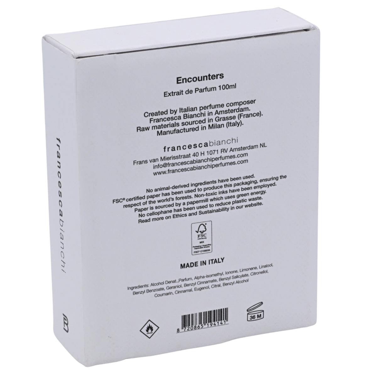 Francesca Bianchi Encounters Extrait de Parfum Spray Unisex 3.4 oz (100 ml) New Retail Box 8720865194141