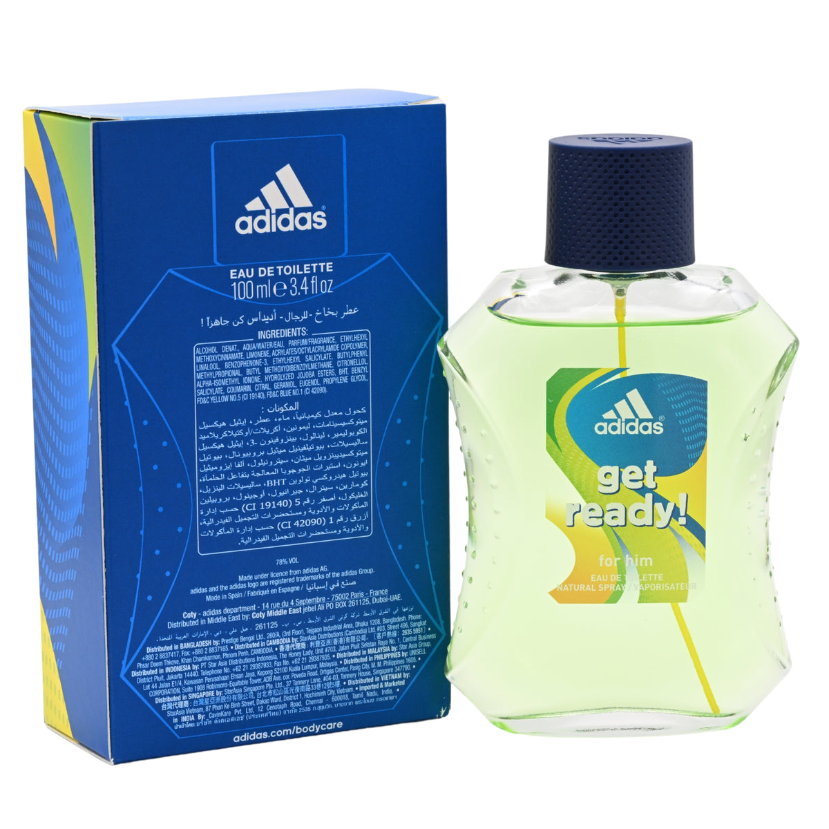 GET READY ! Adidas men cologne edt 3.4 oz 3.3 NEW IN BOX 3607342733817