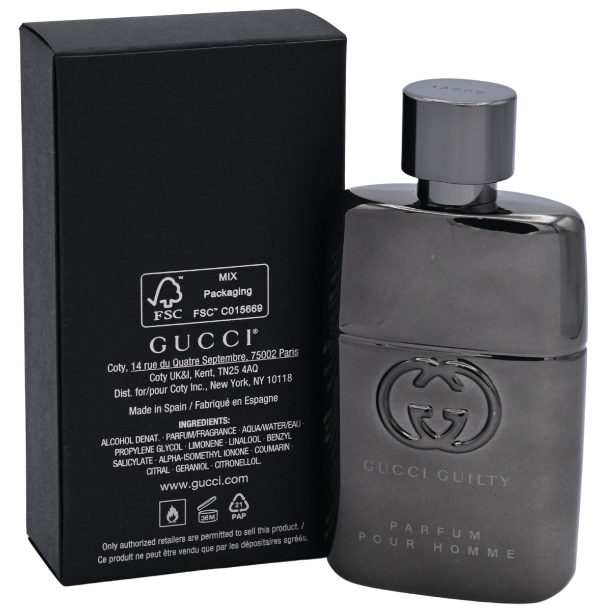 Gucci Guilty Pour Homme by Gucci Parfum Spray for Men 1.6 oz (50 ml) 3616301794615