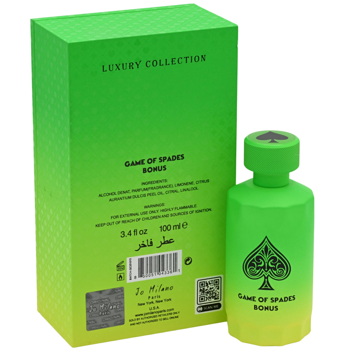 Jo Milano Paris Game of Spades Bonus Parfum Spray Unisex 3.4 oz (New in Retail Box) 850051043361