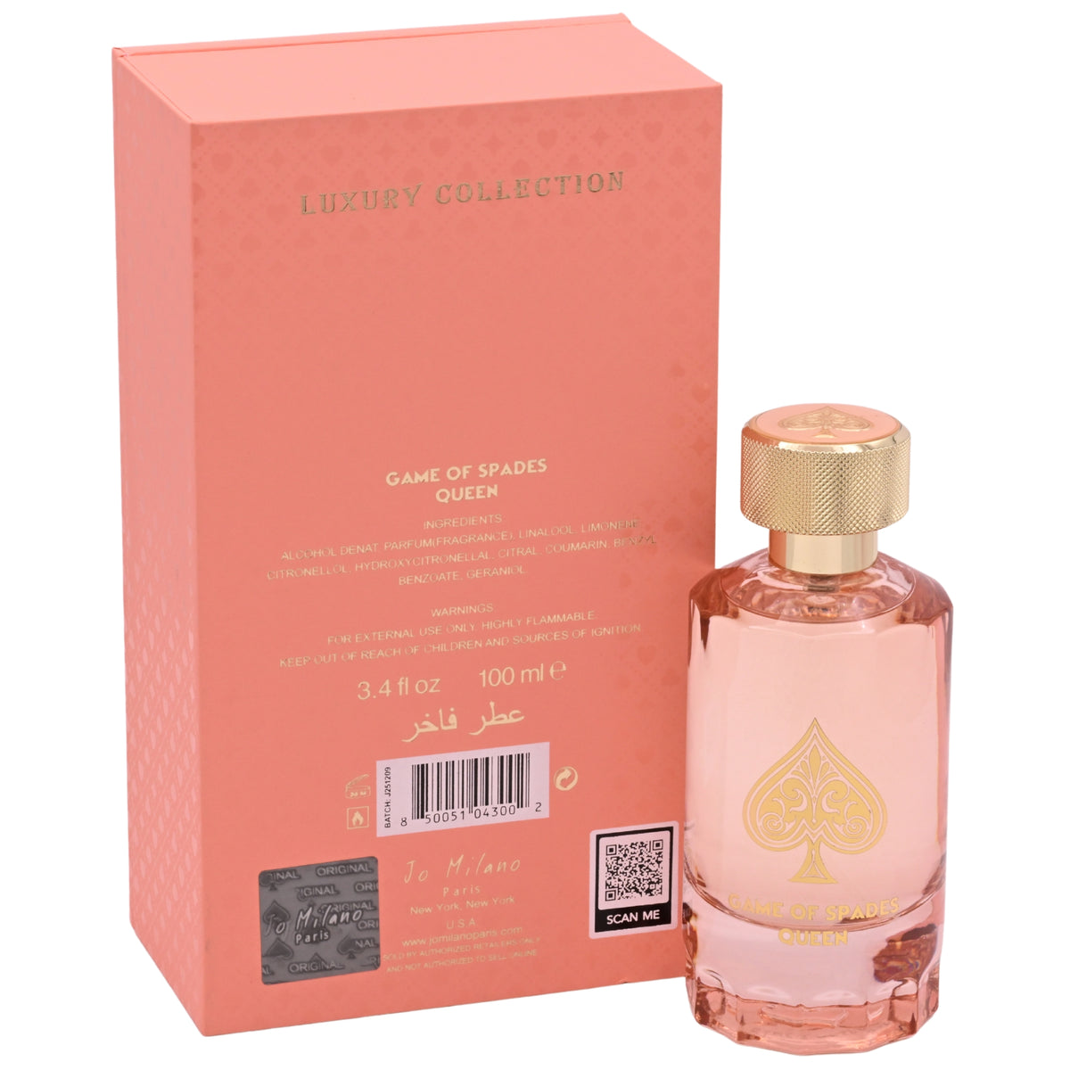 Jo Milano Paris Game of Spades Queen Parfum Spray for Women 3.4 fl oz (100 ml) New Retail Box 850051043002