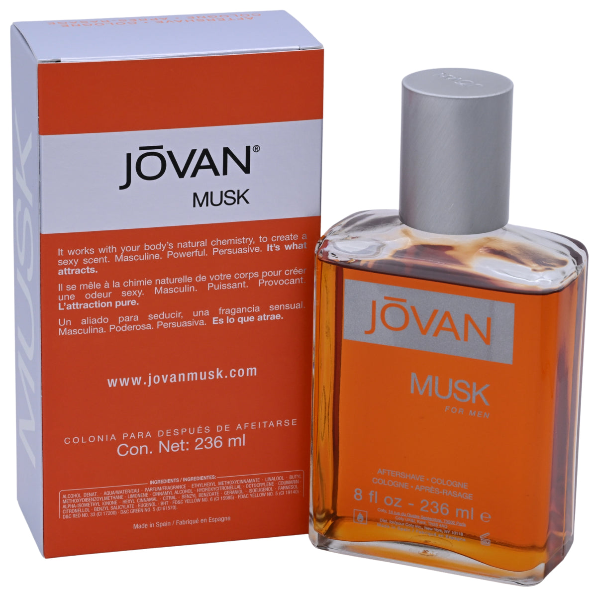Jovan Musk by Coty after shave for men 8 / 8.0 oz New in Box 035017009104