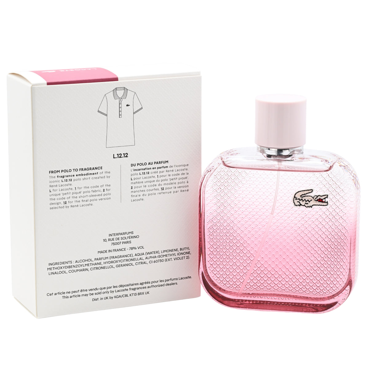 L.12.12 Rose Intense by Lacoste for women EDT 3.3 / 3.4 oz New in Box 3386460149266