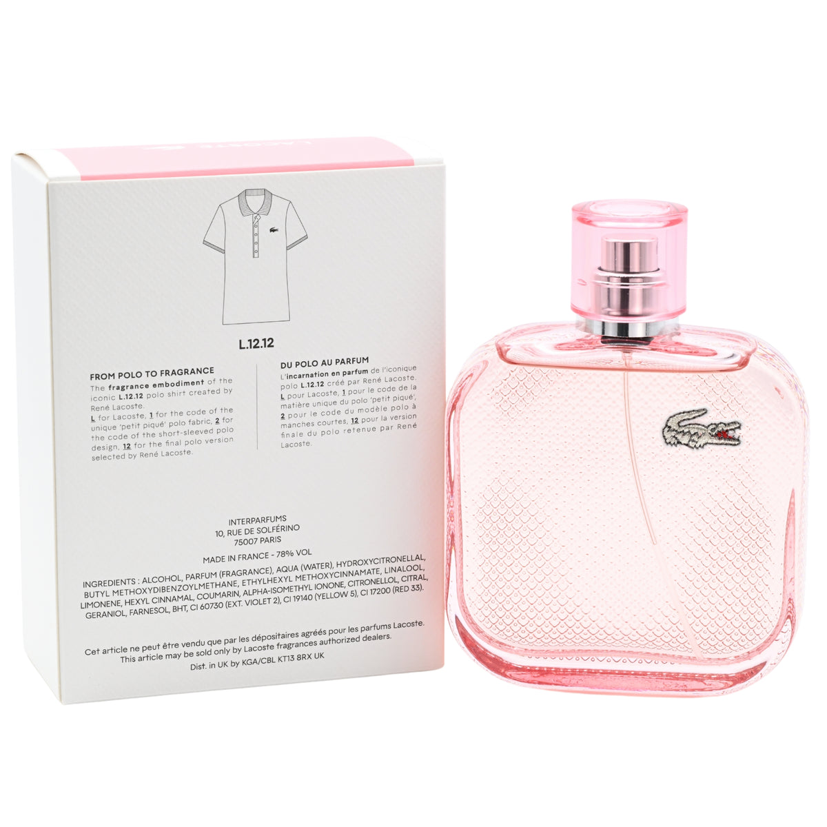 L.12.12 Rose Sparkling by Lacoste for women EDT 3.3 / 3.4 oz New in Box 3386460149198