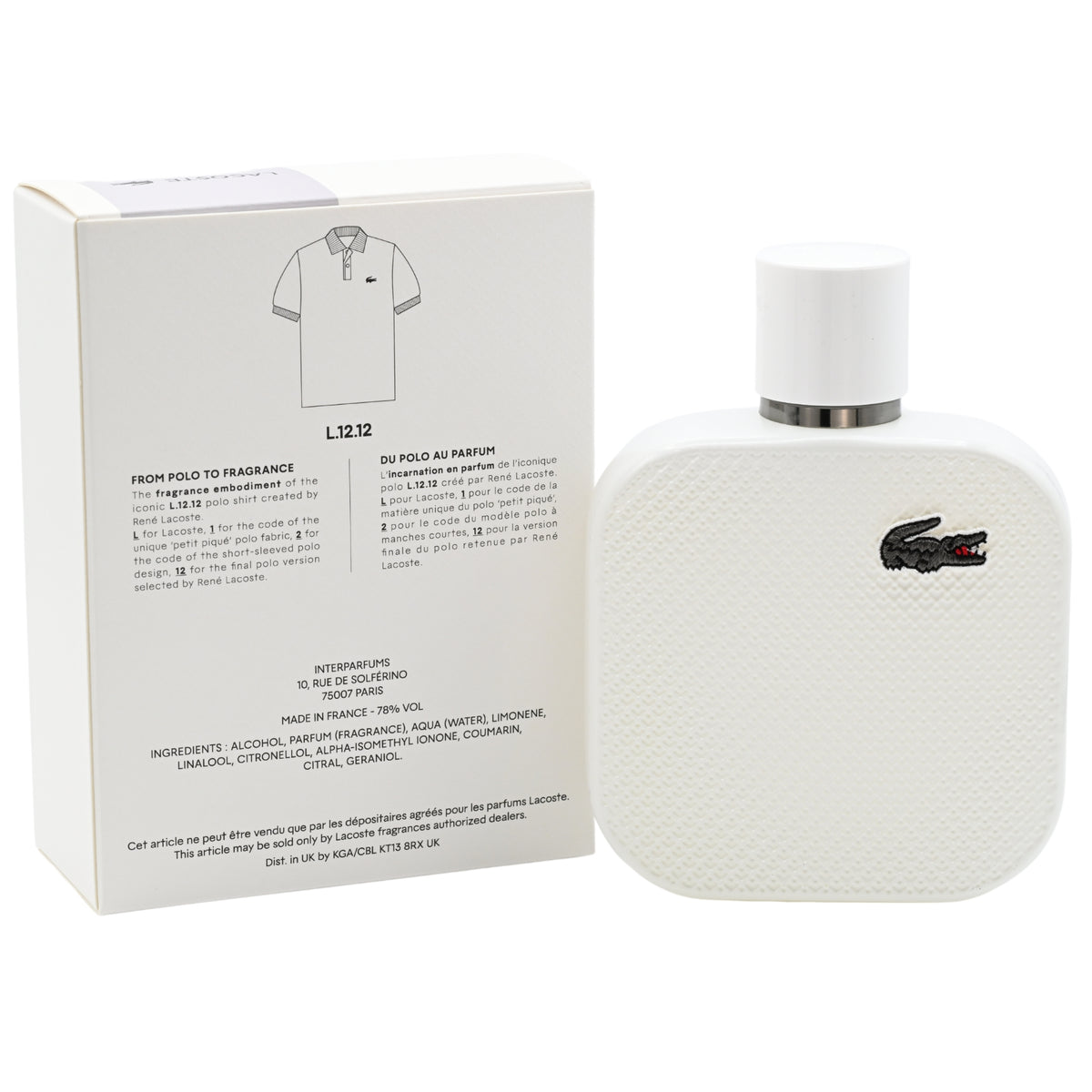 Lacoste L.12.12 Blanc by Lacoste cologne for him EDP 3.3 / 3.4 oz New in Box 3386460149129