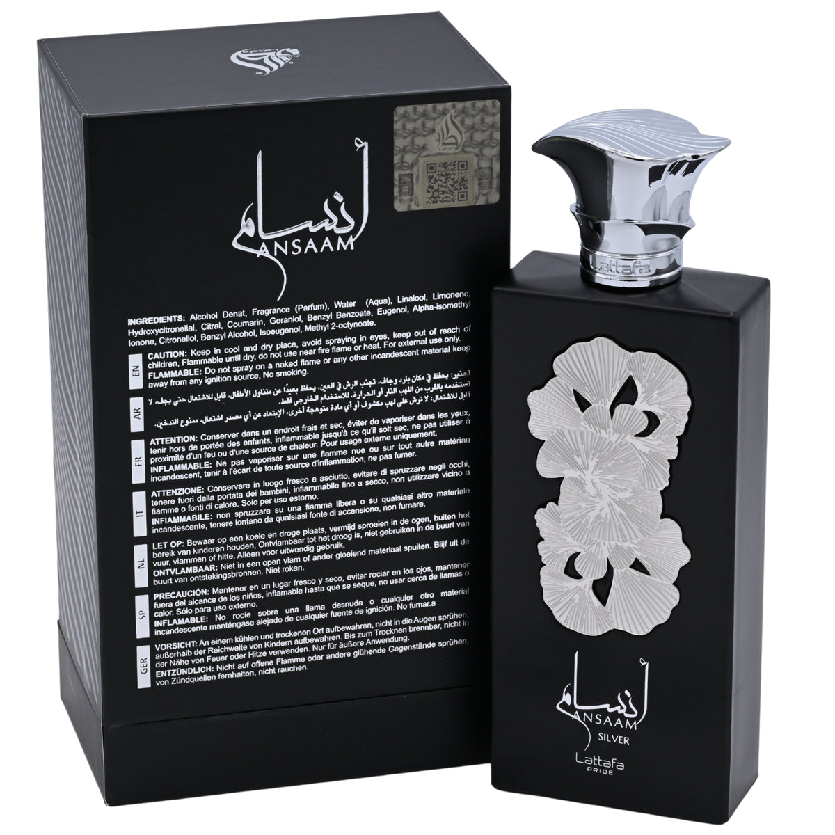 Lattafa Pride Ansaam Silver Eau de Parfum (EDP) Spray for Men 3.4 oz / 100 ml, New Retail Box 6291108738207