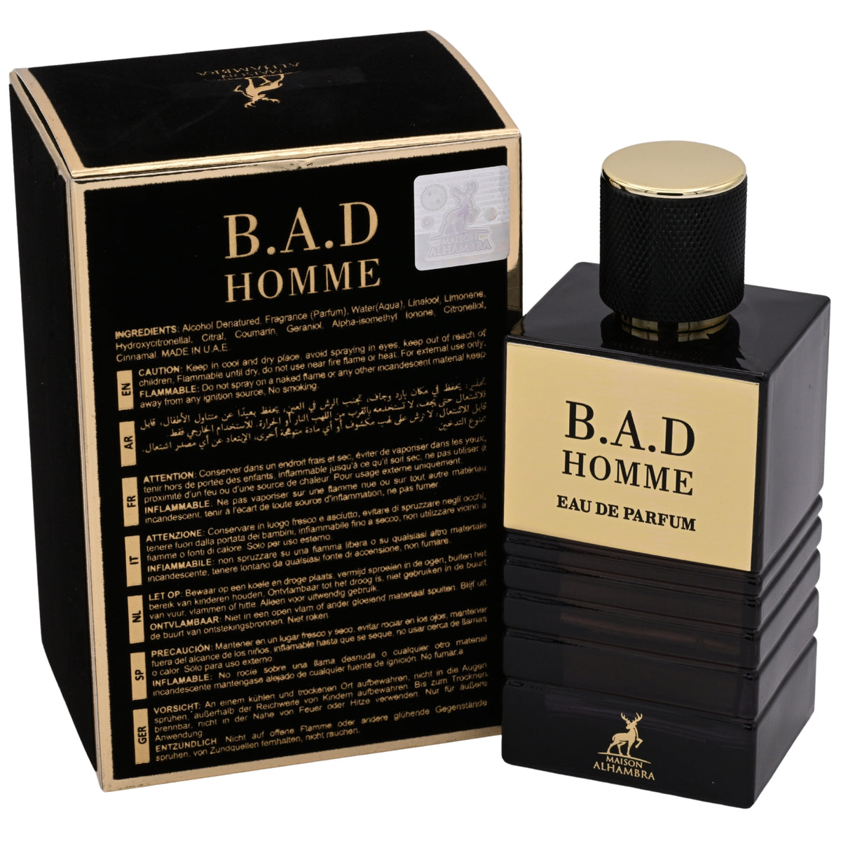 Maison Alhambra B.A.D Pour Homme Eau de Parfum Spray for Men 3.4 oz (100 ml) New in Retail Box 6291107459134