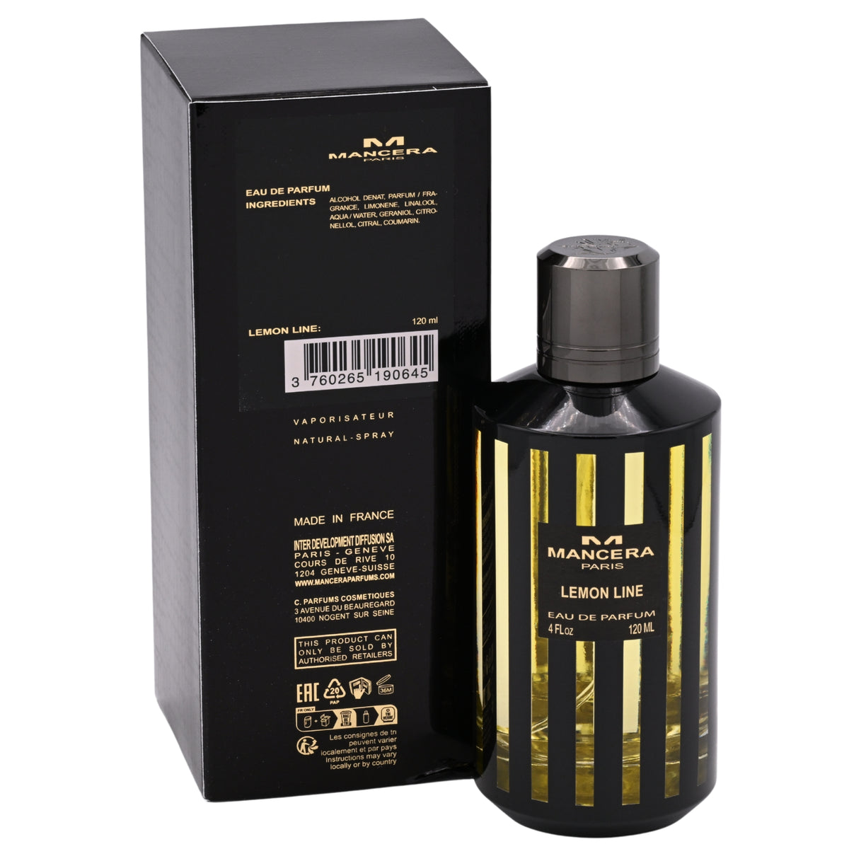Mancera Lemon Line Eau de Parfum Spray Unisex 4.0 oz (120 ml) New Retail Box 3760265190645